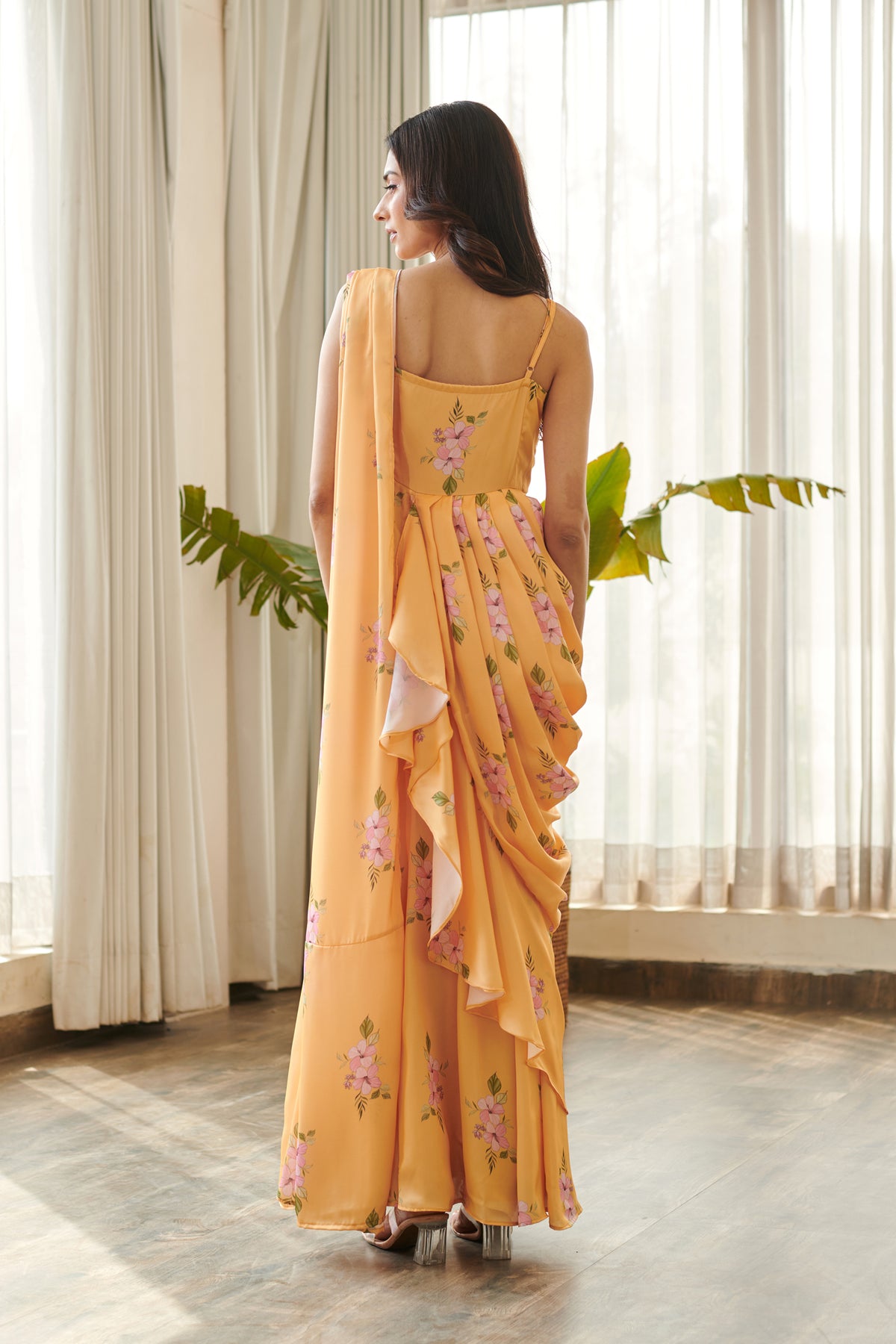 Jasmine Yellow Ruffle Saree Dress