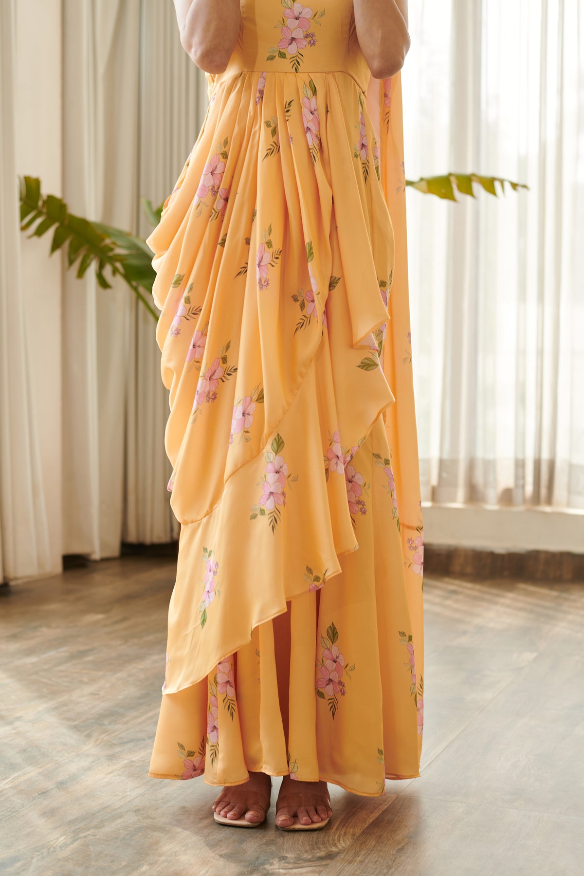 Jasmine Yellow Ruffle Saree Dress