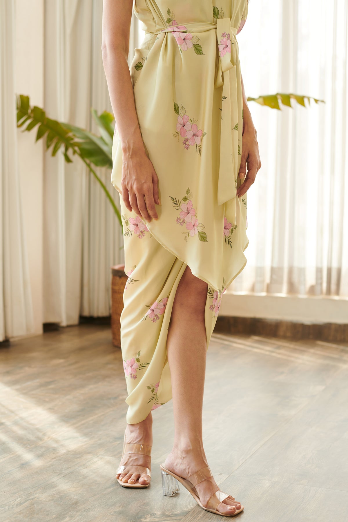 Summer Green Draped Dress