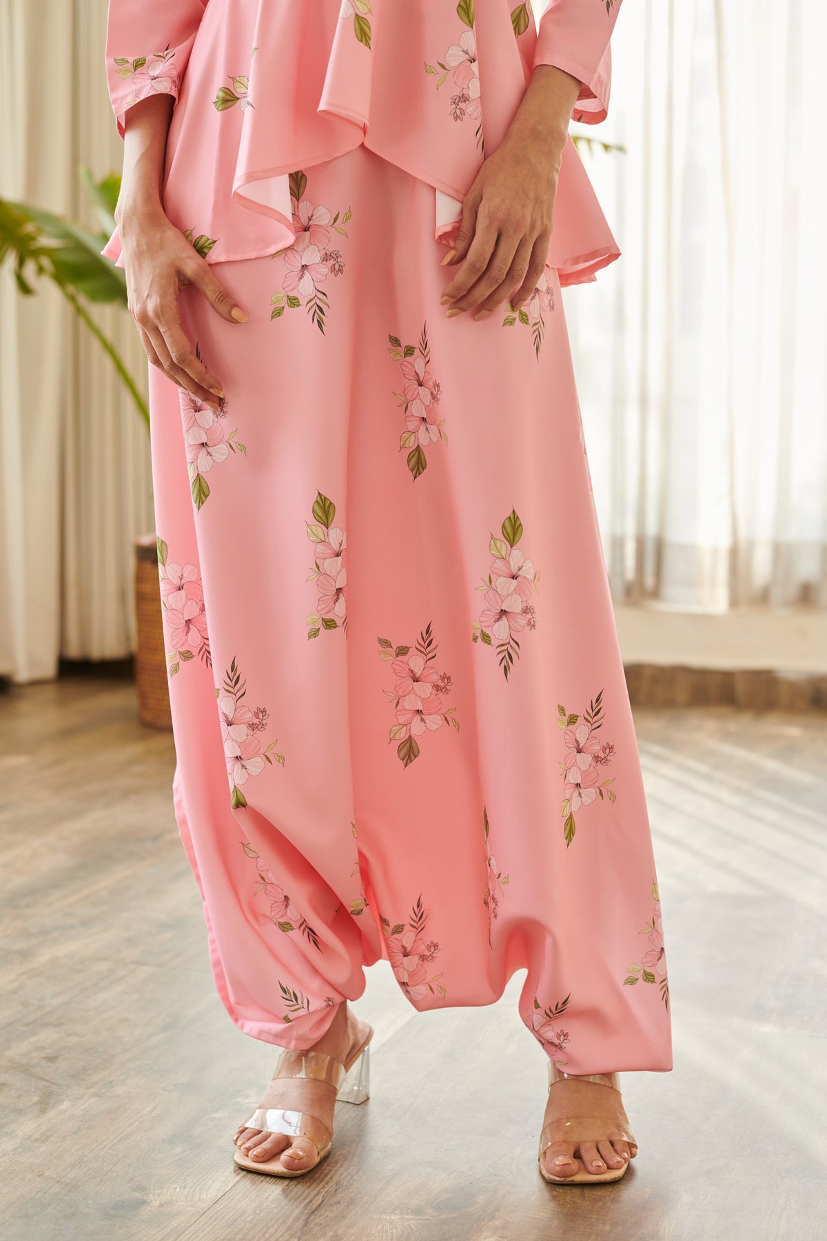 Taffy Pink Peplum Dhoti Jumpsuit