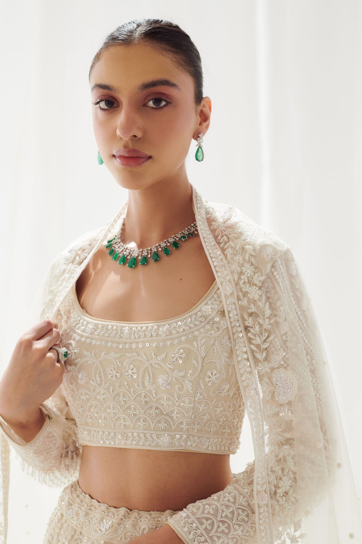 White Organza Lehenga  Set