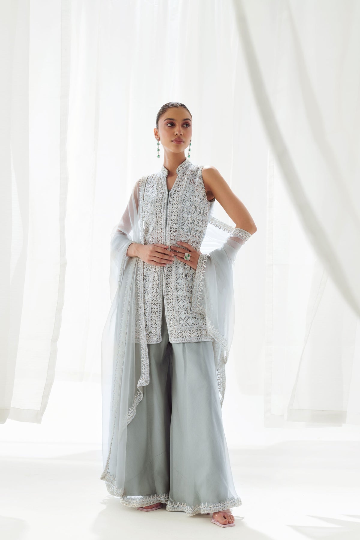 Grey Kurta Sharara Set