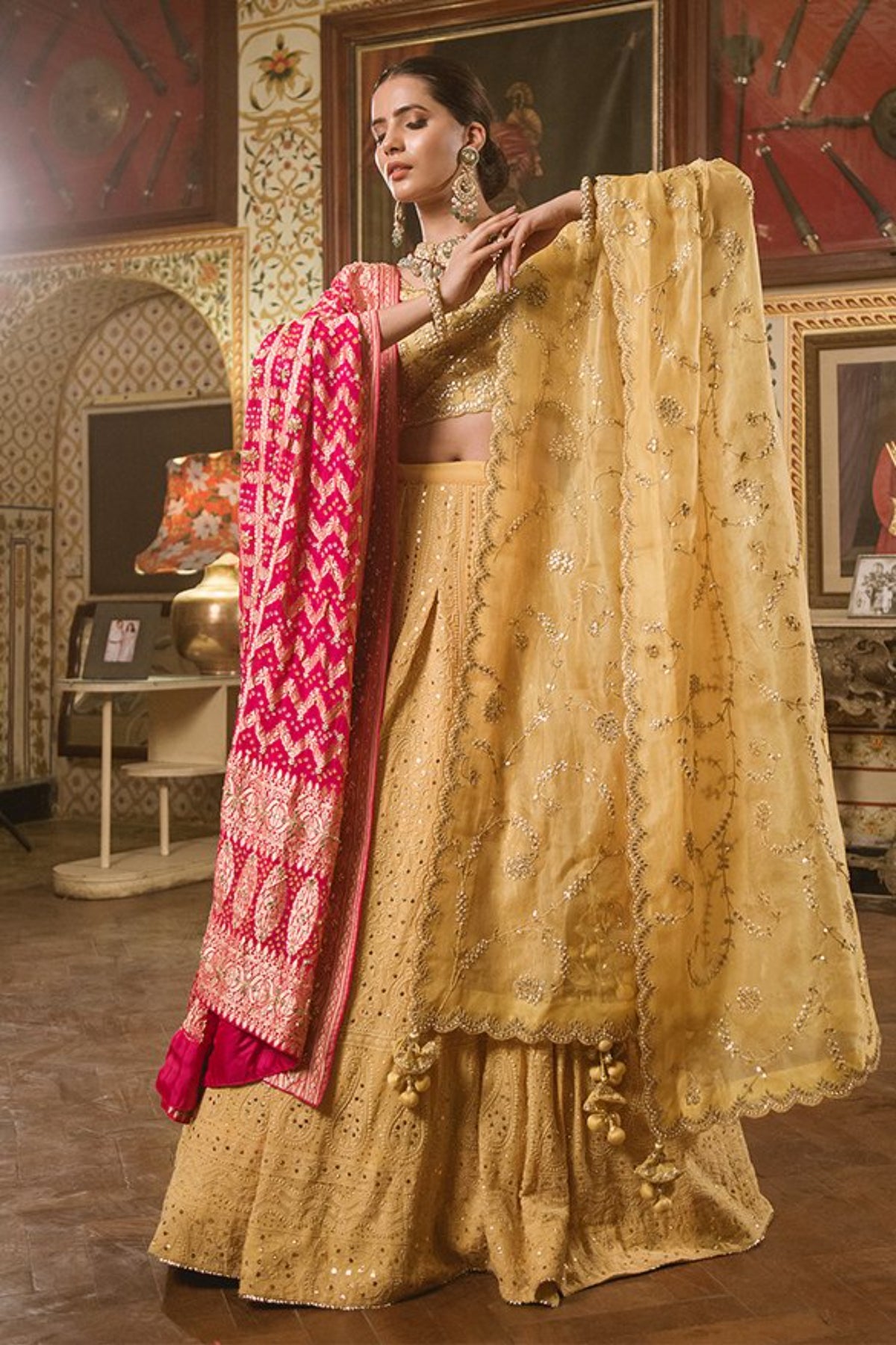 Lucknowi Yellow Lehenga Set