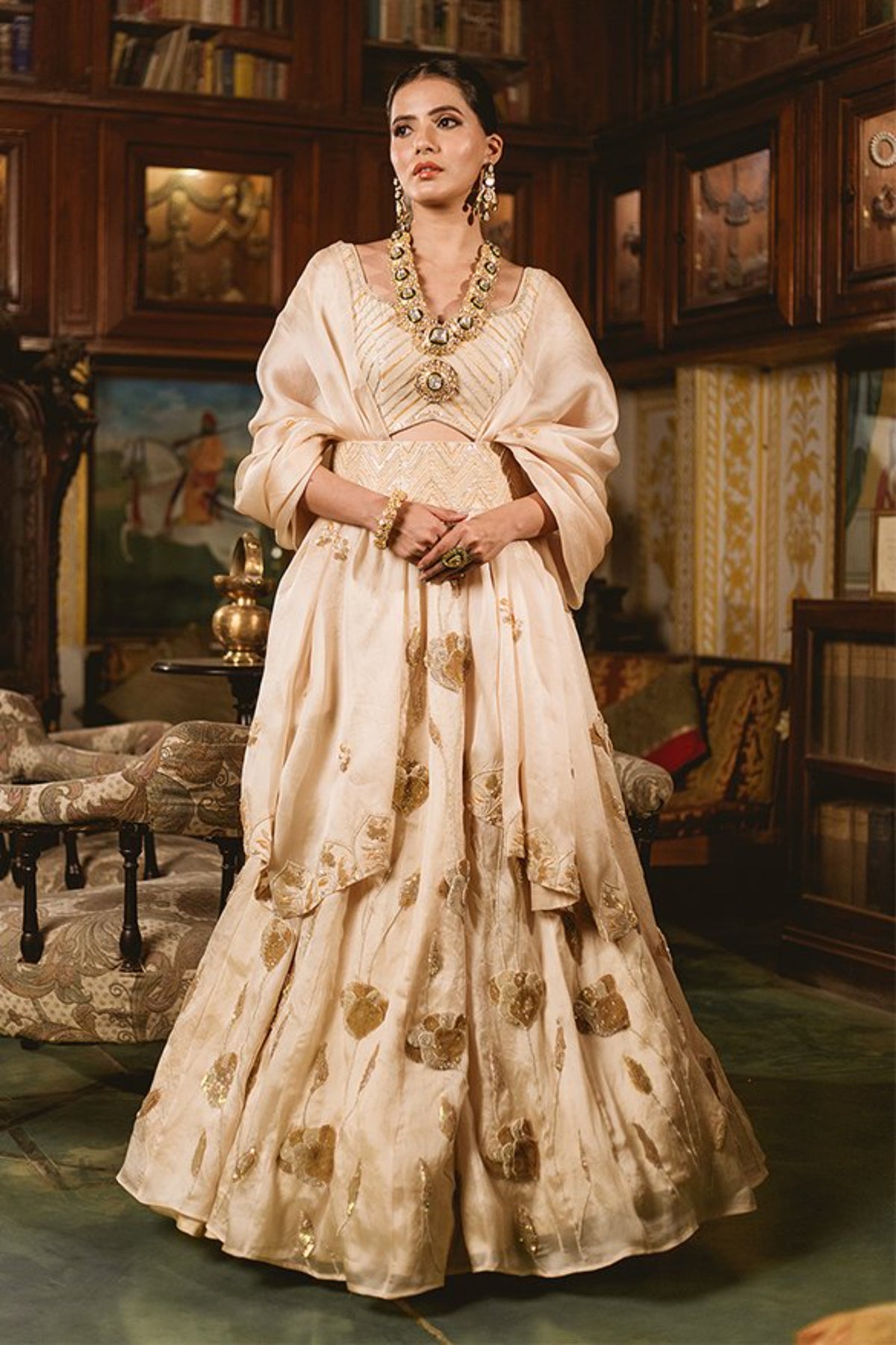 Ivory Gown With Dupatta