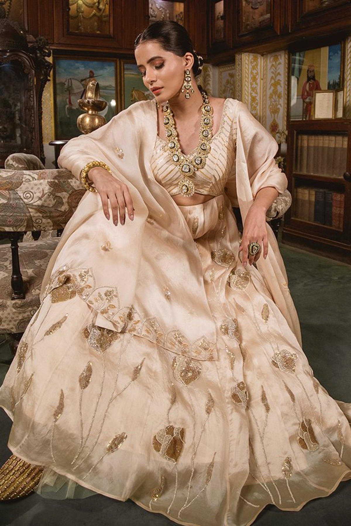 Ivory Gown With Dupatta