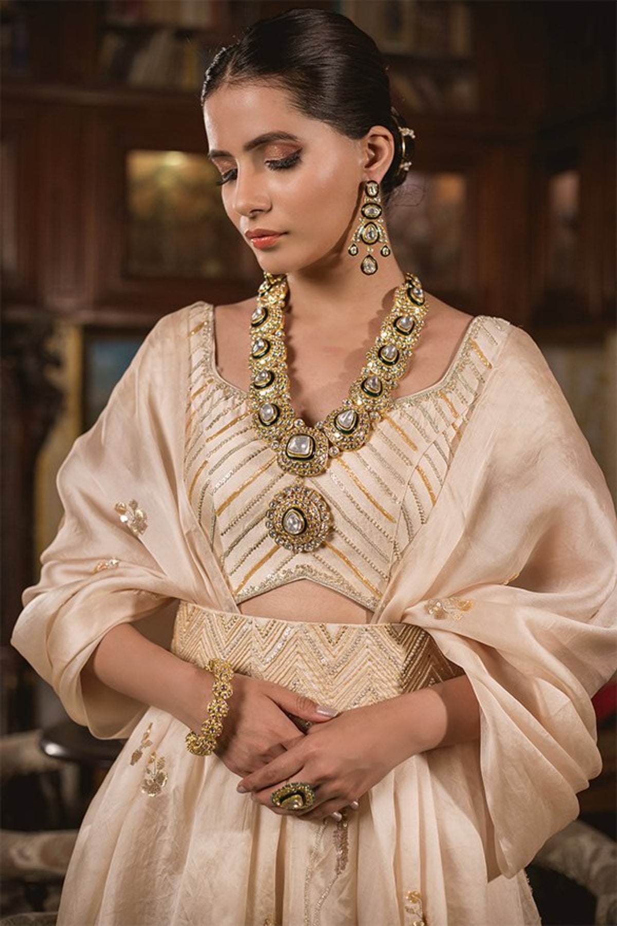 Ivory Gown With Dupatta