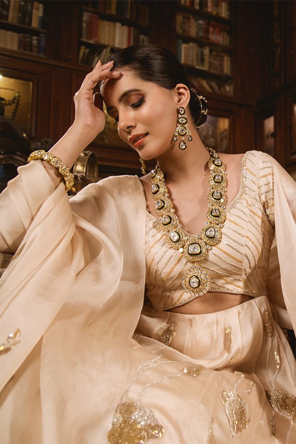 Ivory Gown With Dupatta