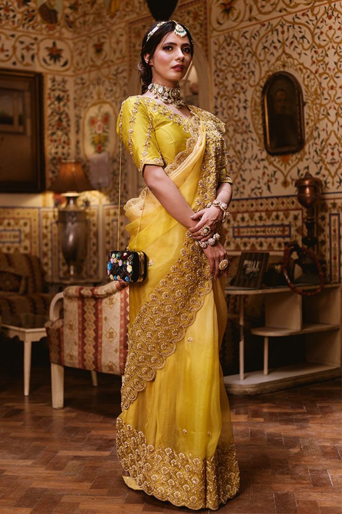 Soft Yellow Saree Set