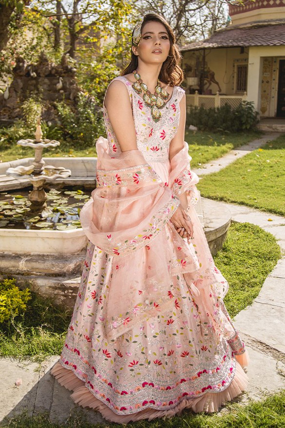 Soft Peach Gown With Dupatta