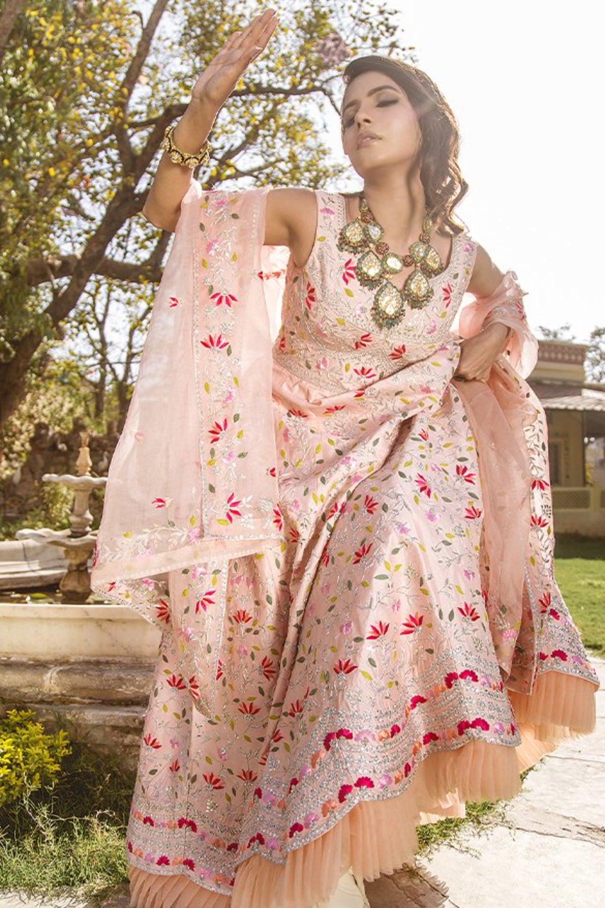 Soft Peach Gown With Dupatta
