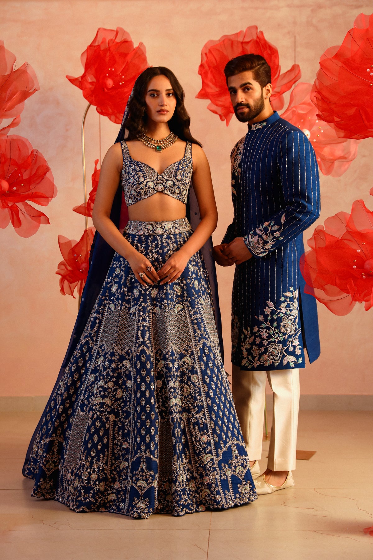 Royal blue bridal lehenga set