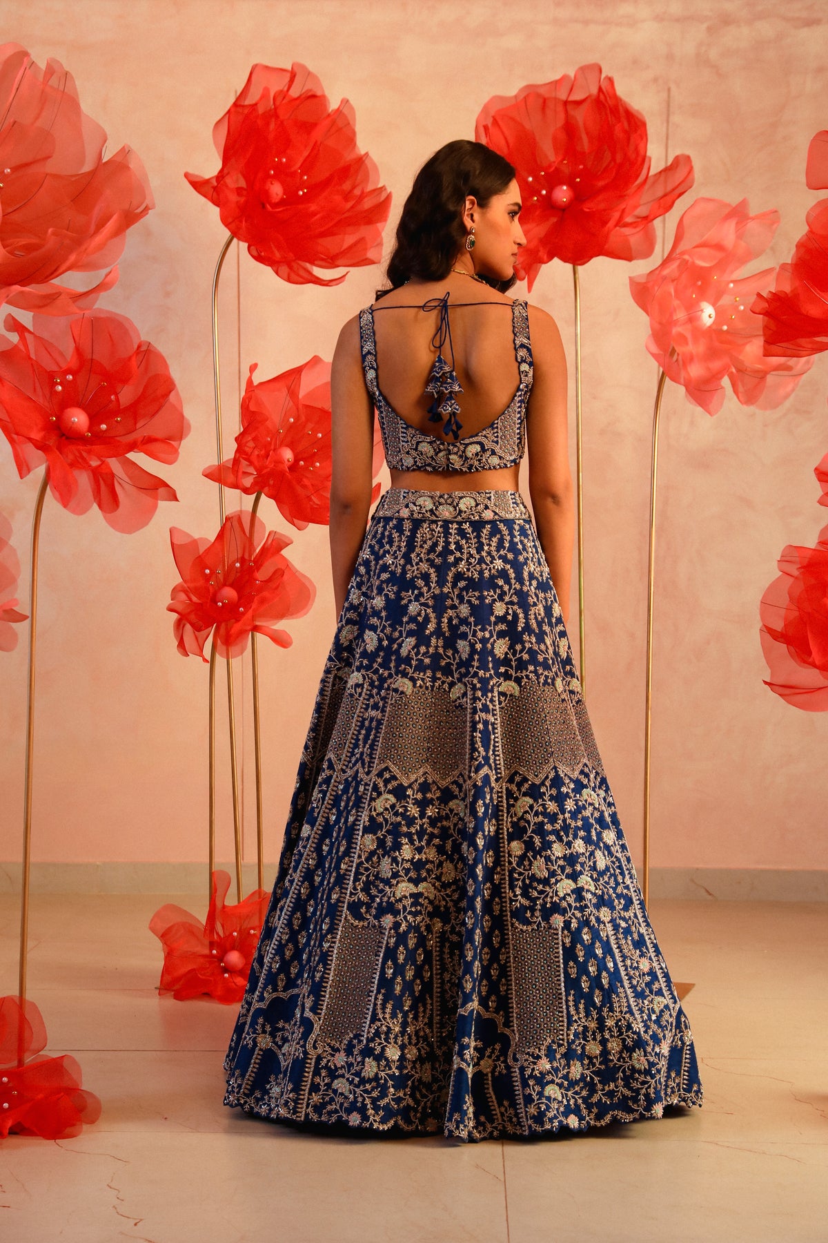 Royal blue bridal lehenga set