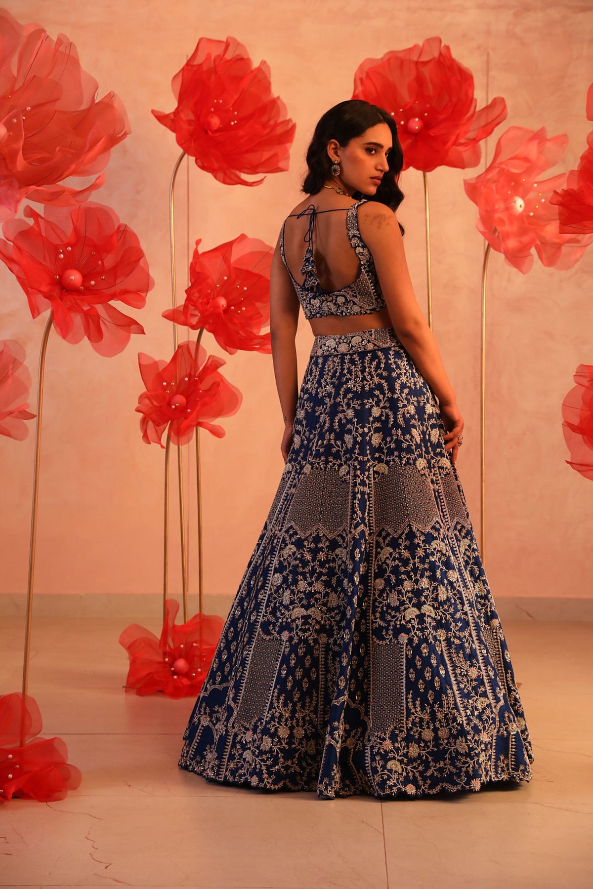 Royal blue bridal lehenga set