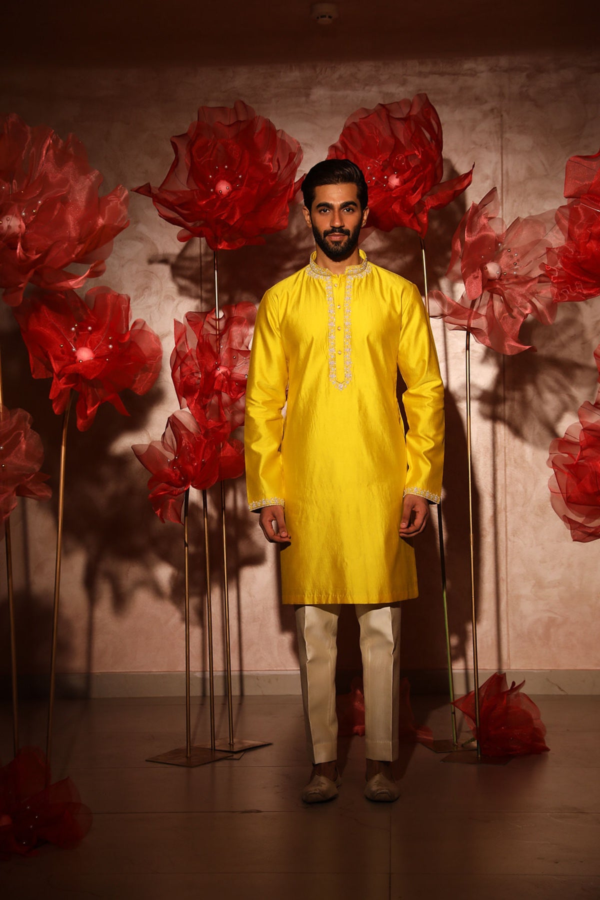 Yellow embroided kurta set