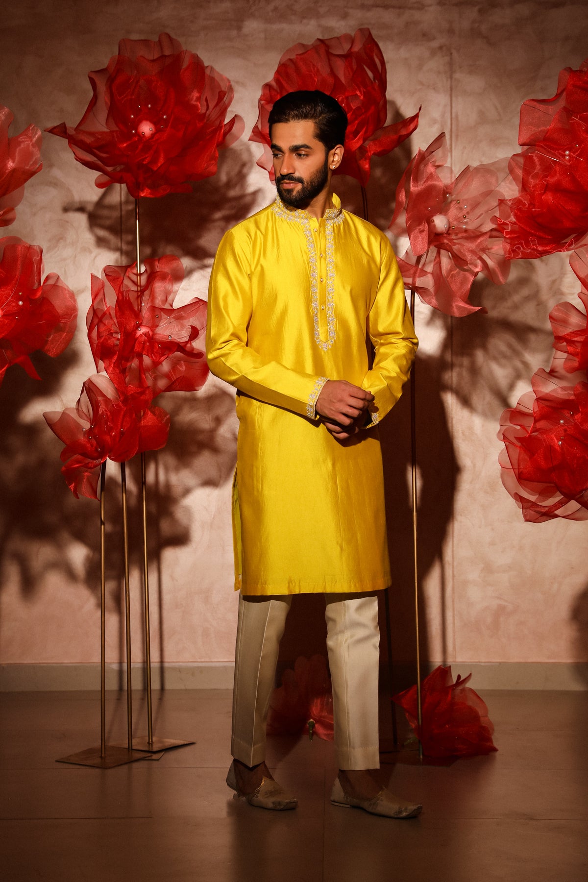 Yellow embroided kurta set