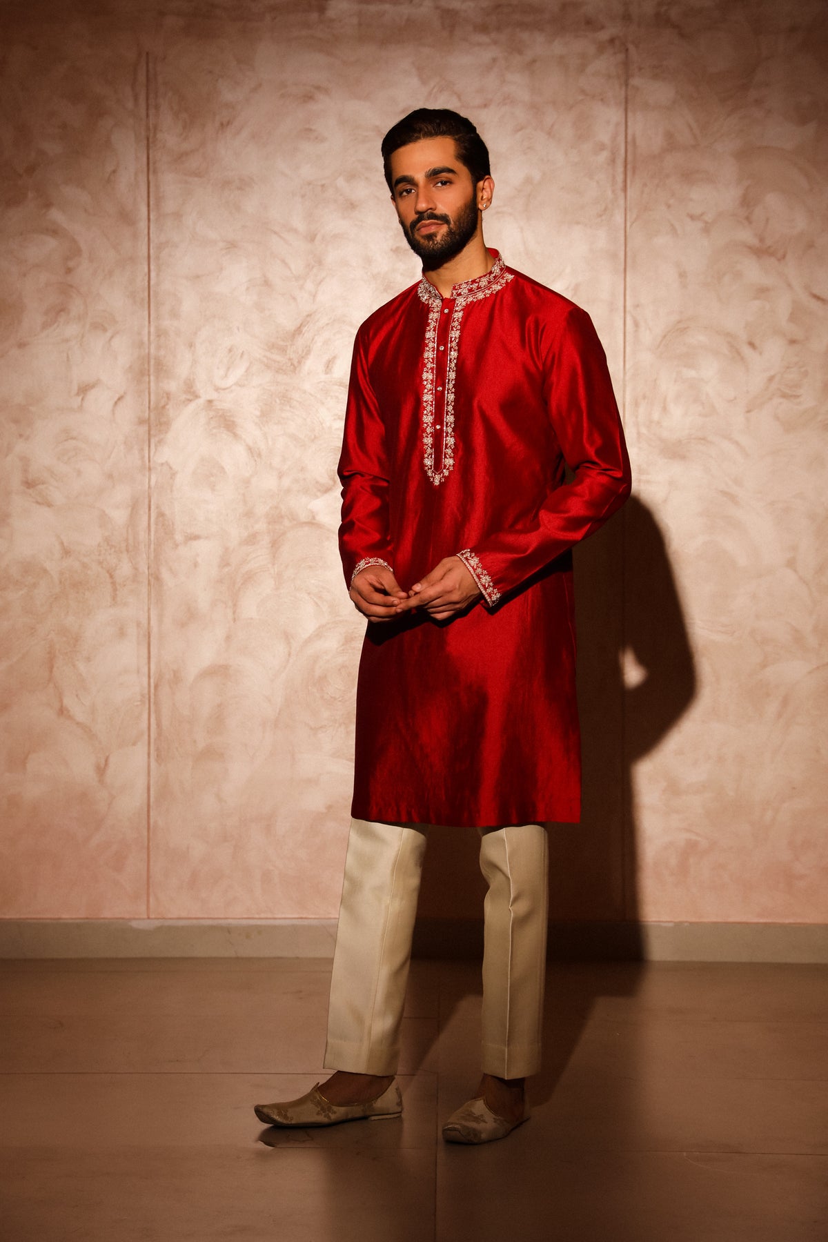 Maroon embroided kurta set