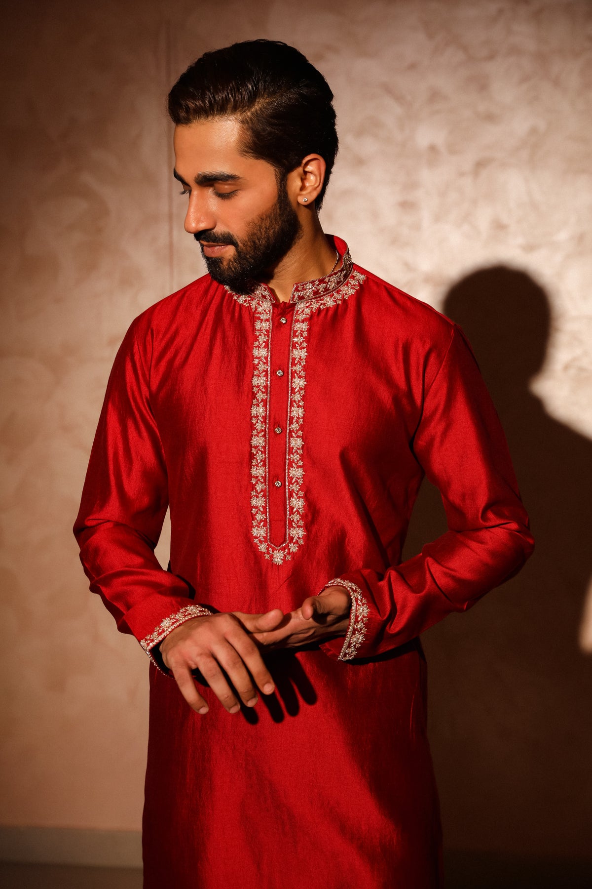 Maroon embroided kurta set