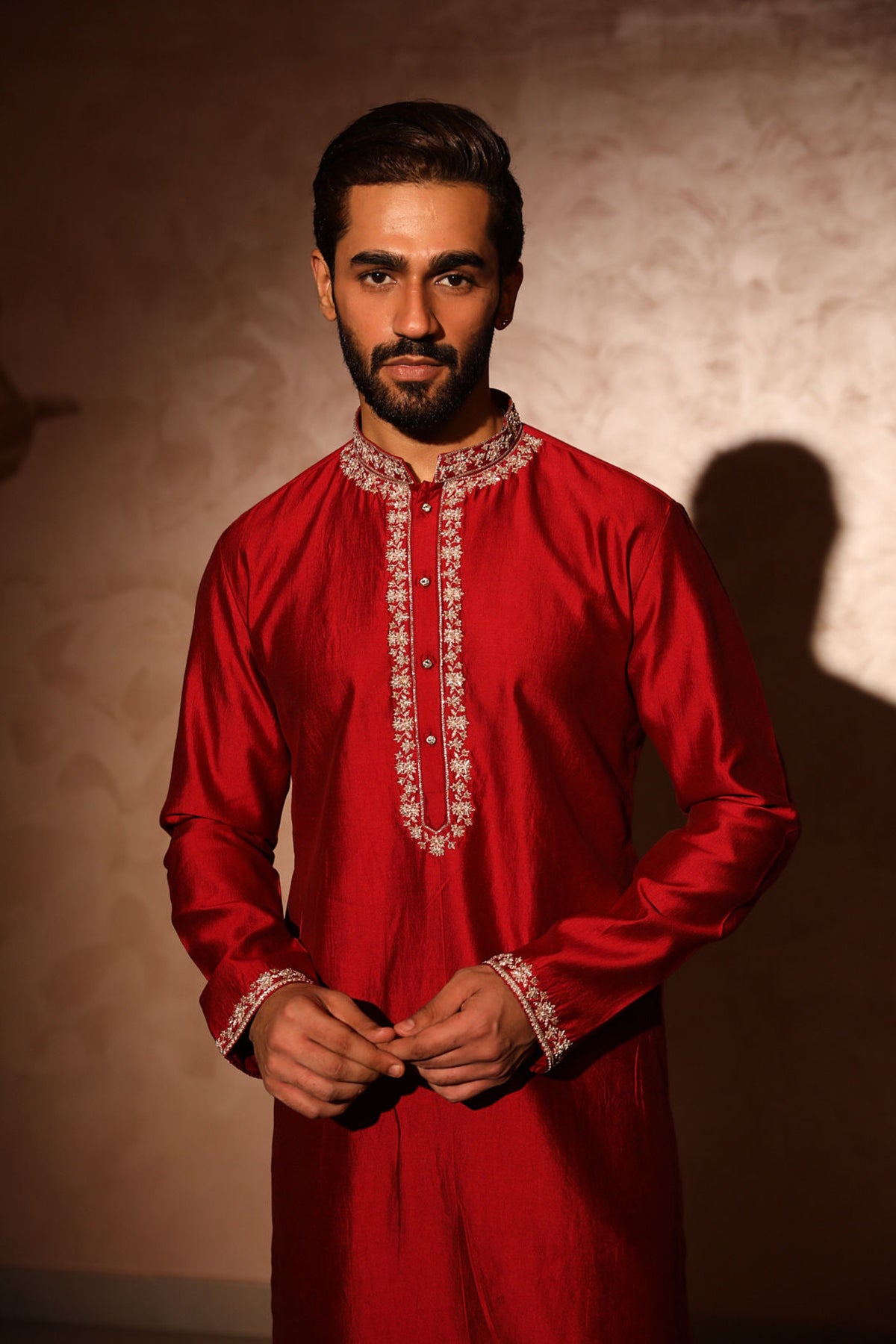 Maroon embroided kurta set