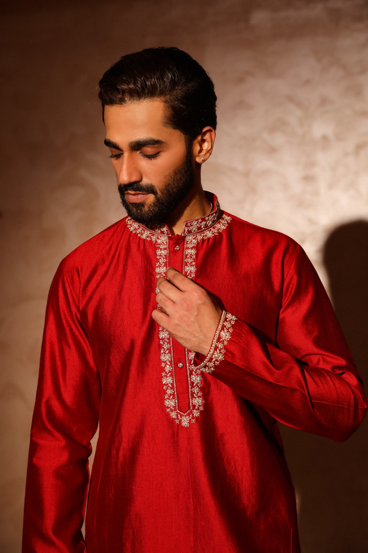 Maroon embroided kurta set