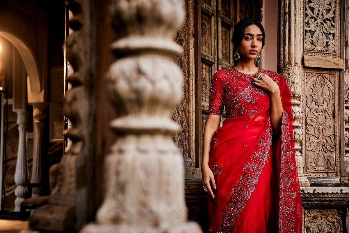 Scarlet Red Saree