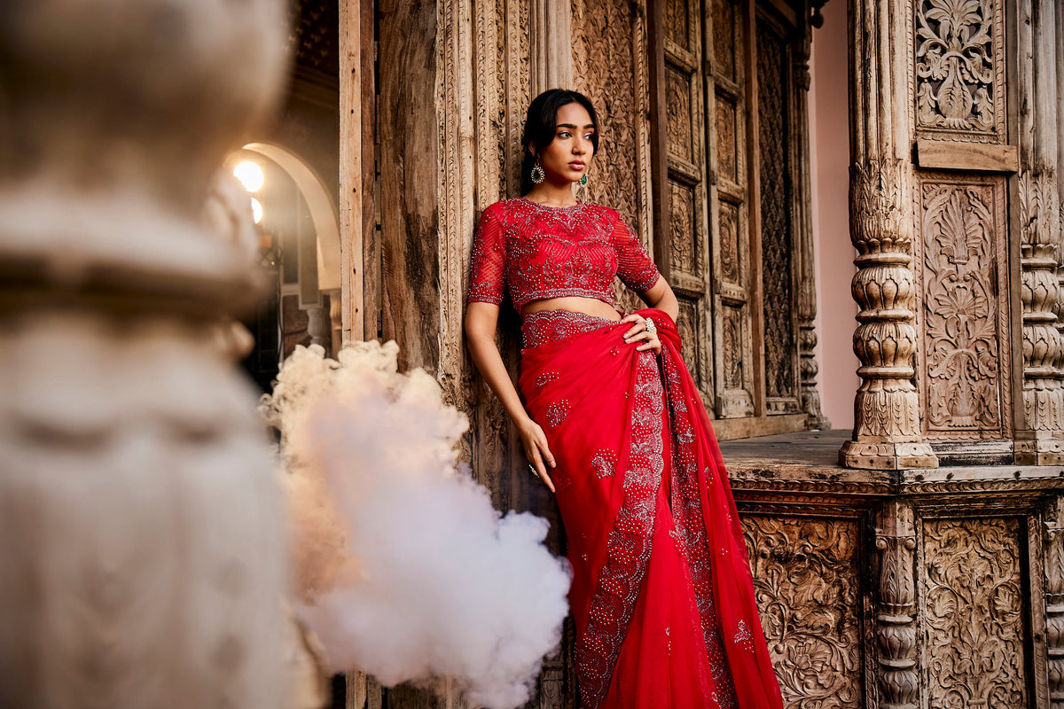 Scarlet Red Saree