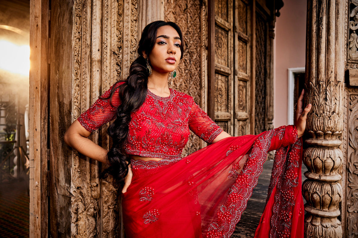 Scarlet Red Saree