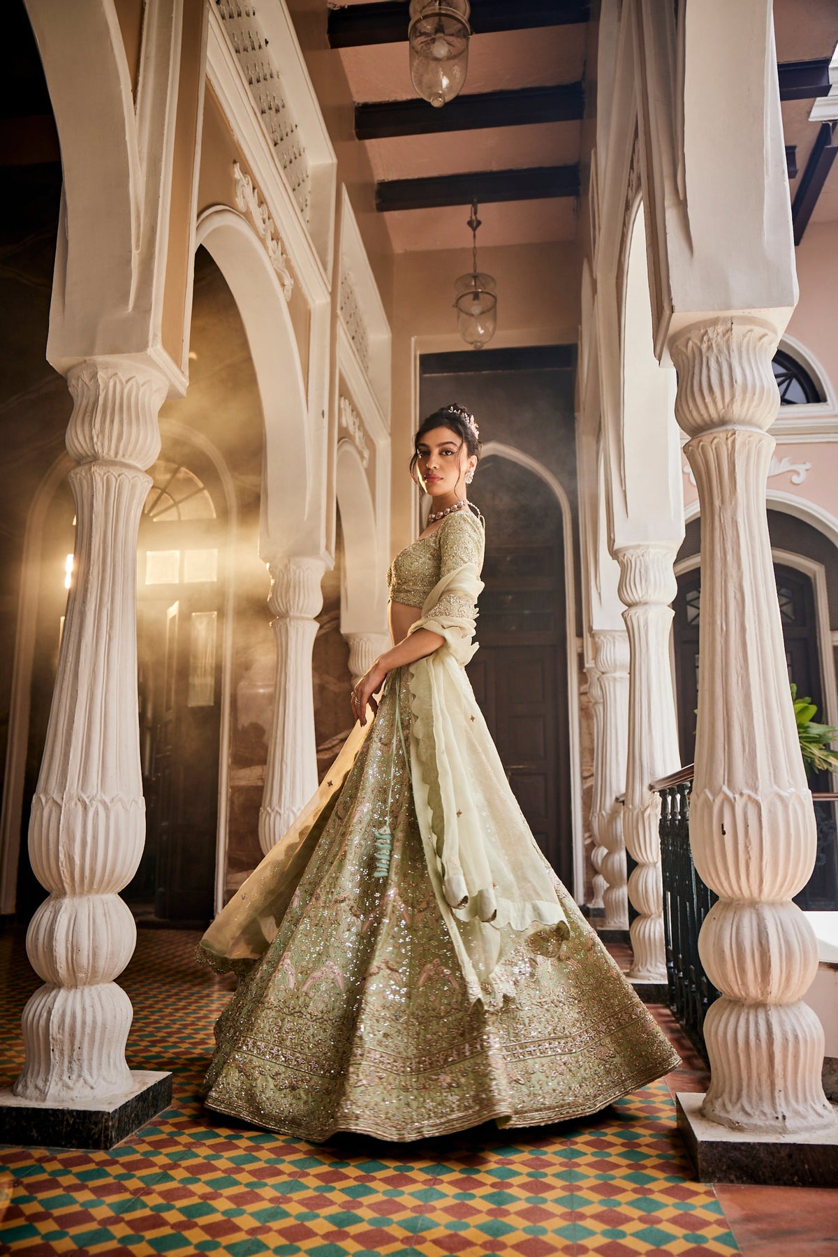 Chinoise Green Lehenga Set