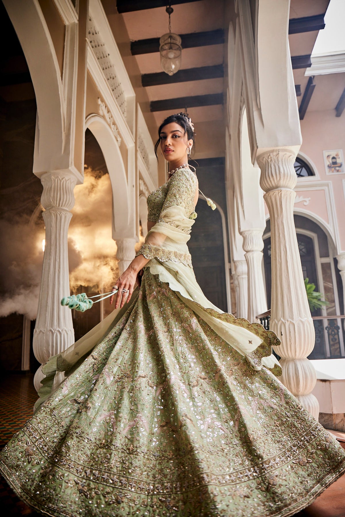 Chinoise Green Lehenga Set