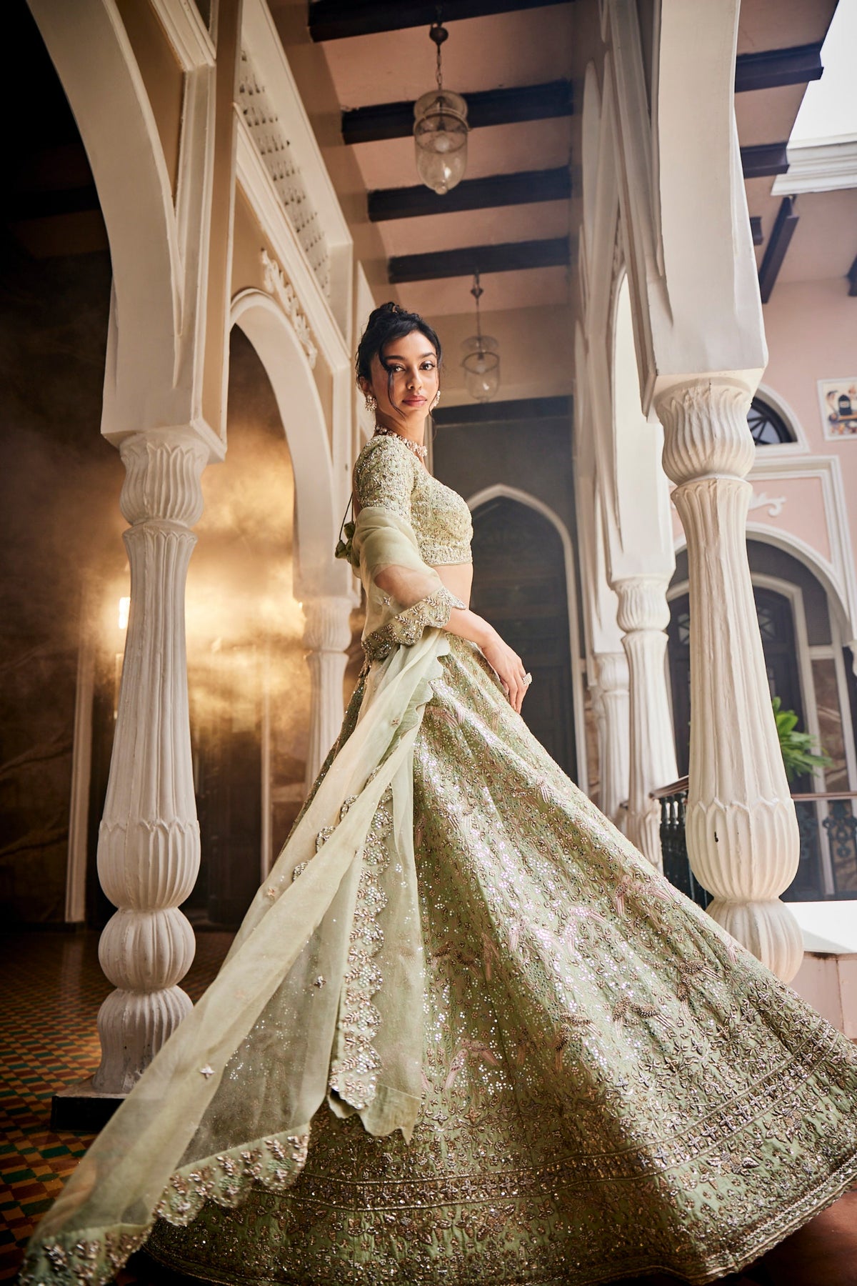 Chinoise Green Lehenga Set