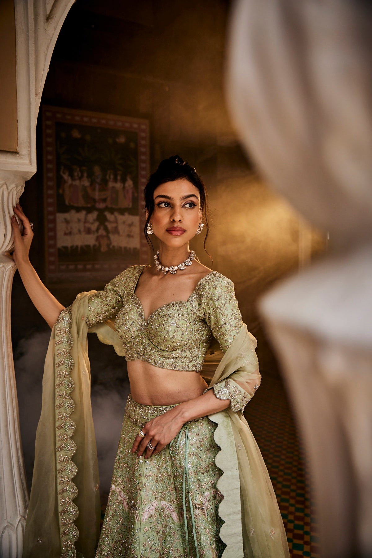 Chinoise Green Lehenga Set
