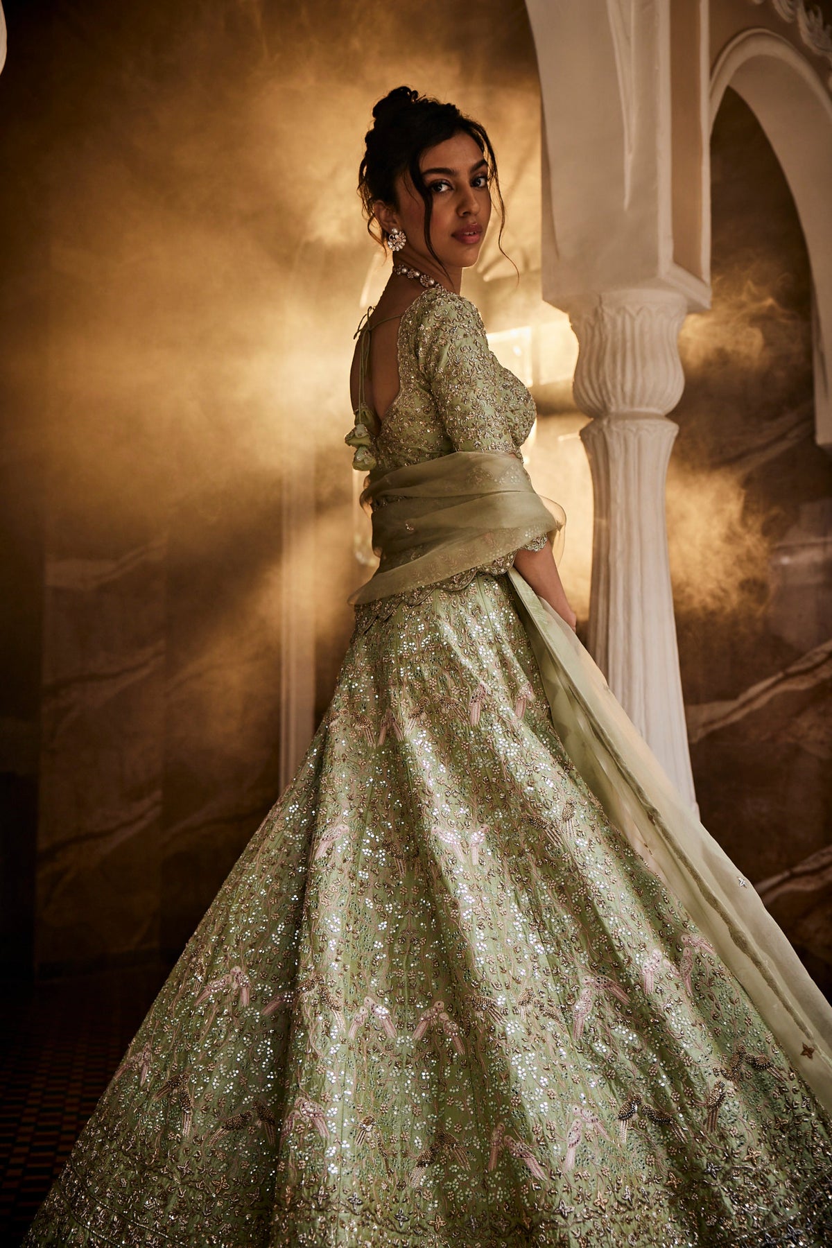 Chinoise Green Lehenga Set