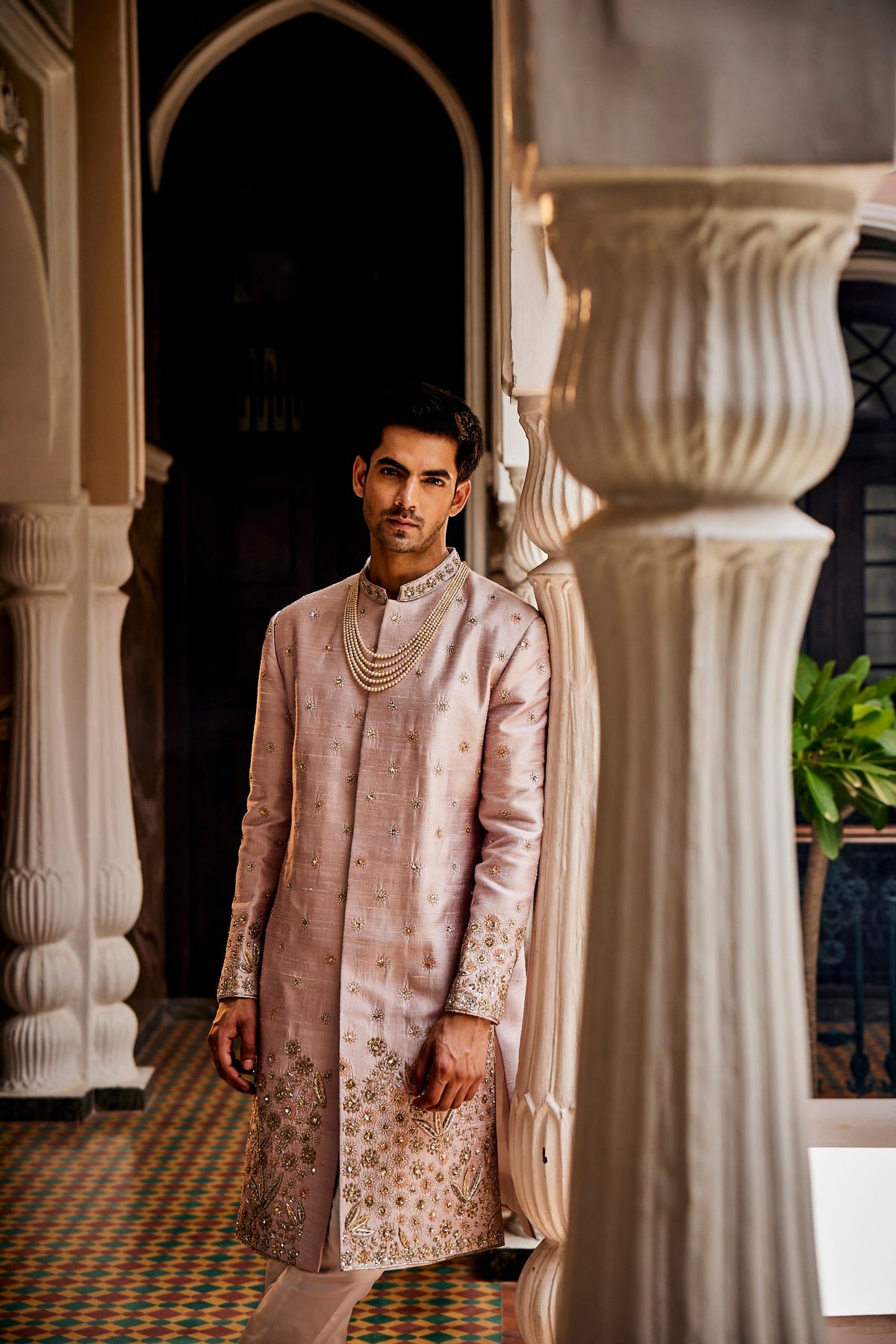 Triton Lilac Sherwani Set