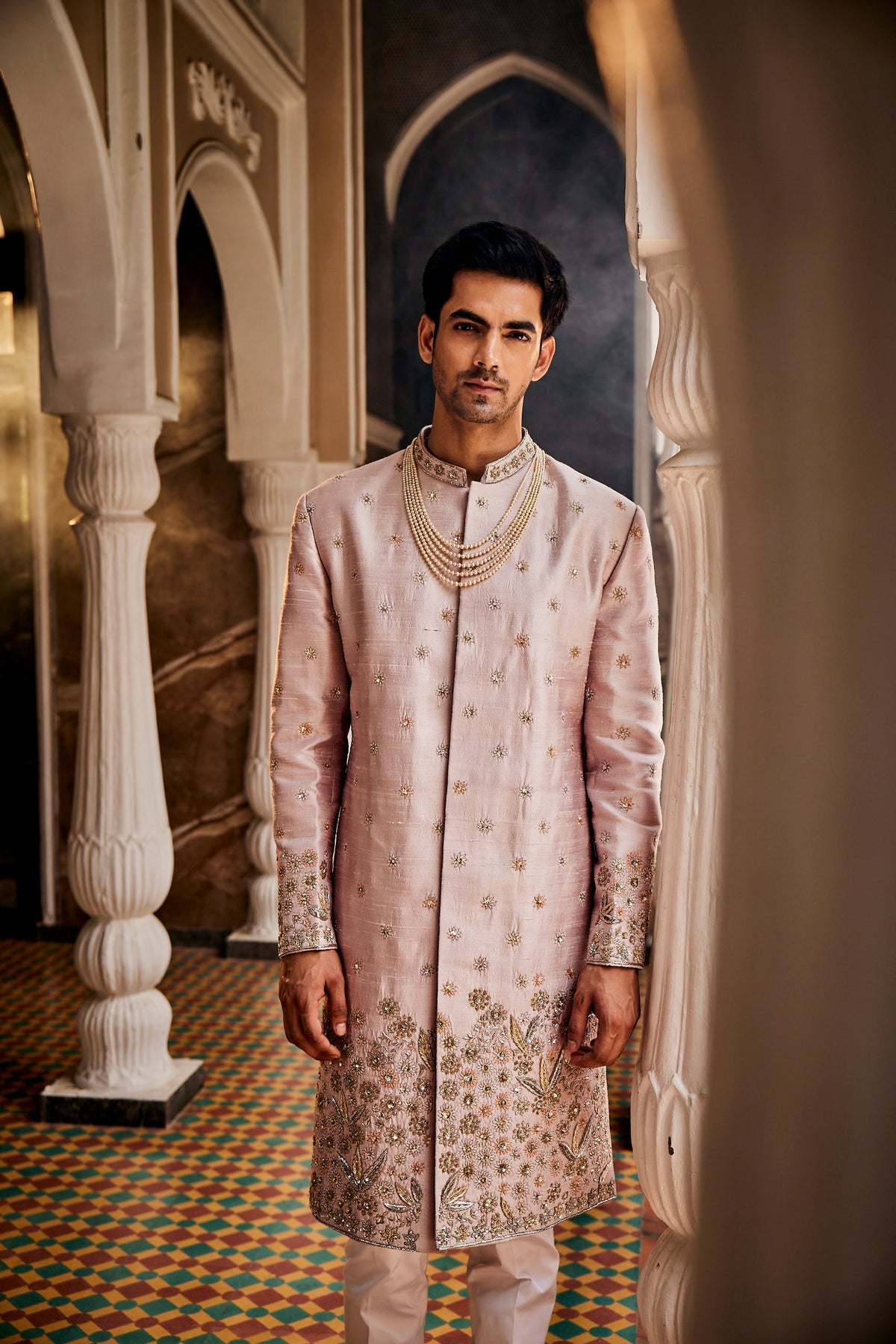 Triton Lilac Sherwani Set