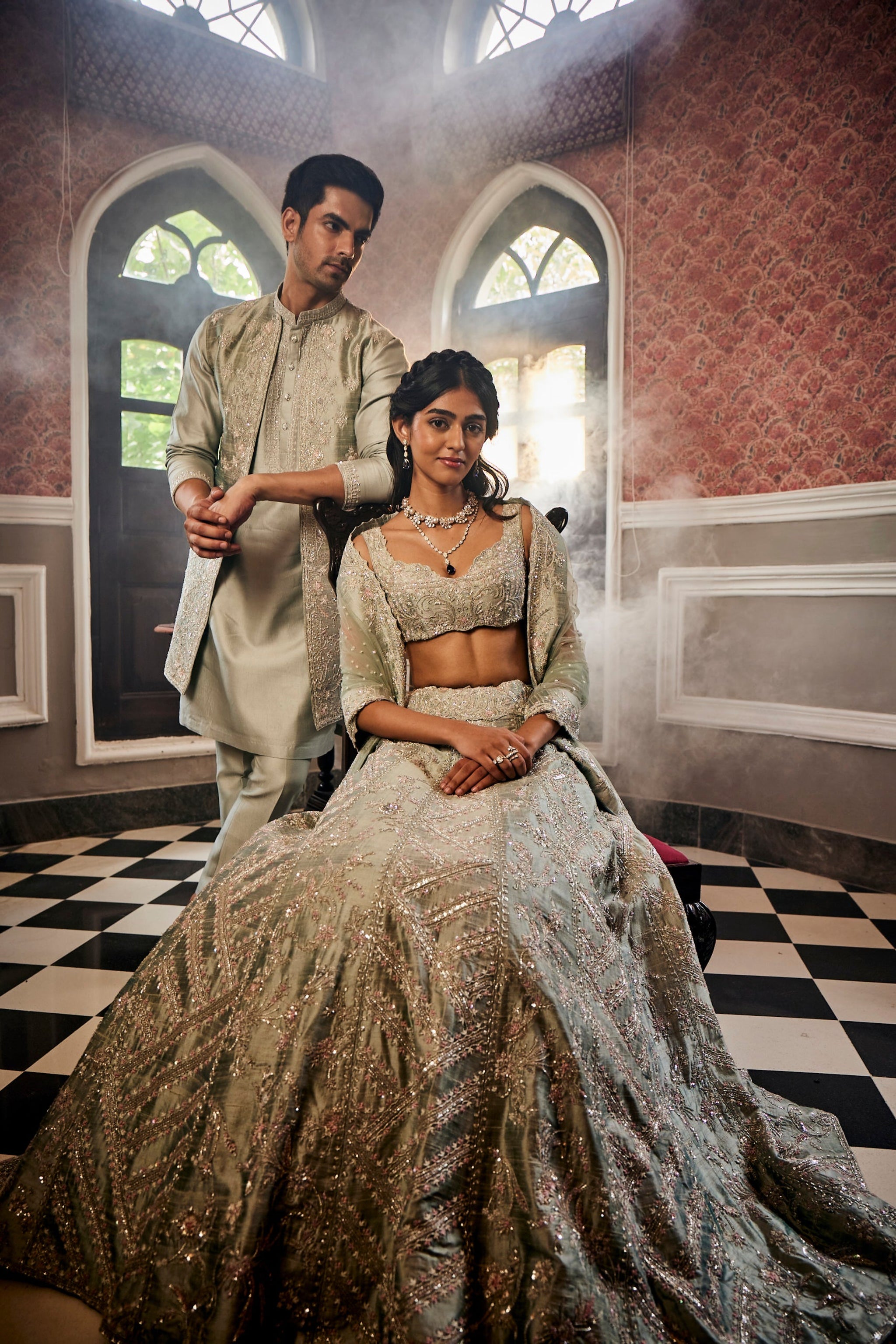 Swathi Veldandi - Sage Green Lehenga Set L Swathi Veldandi - Sage Green Lehenga Set L