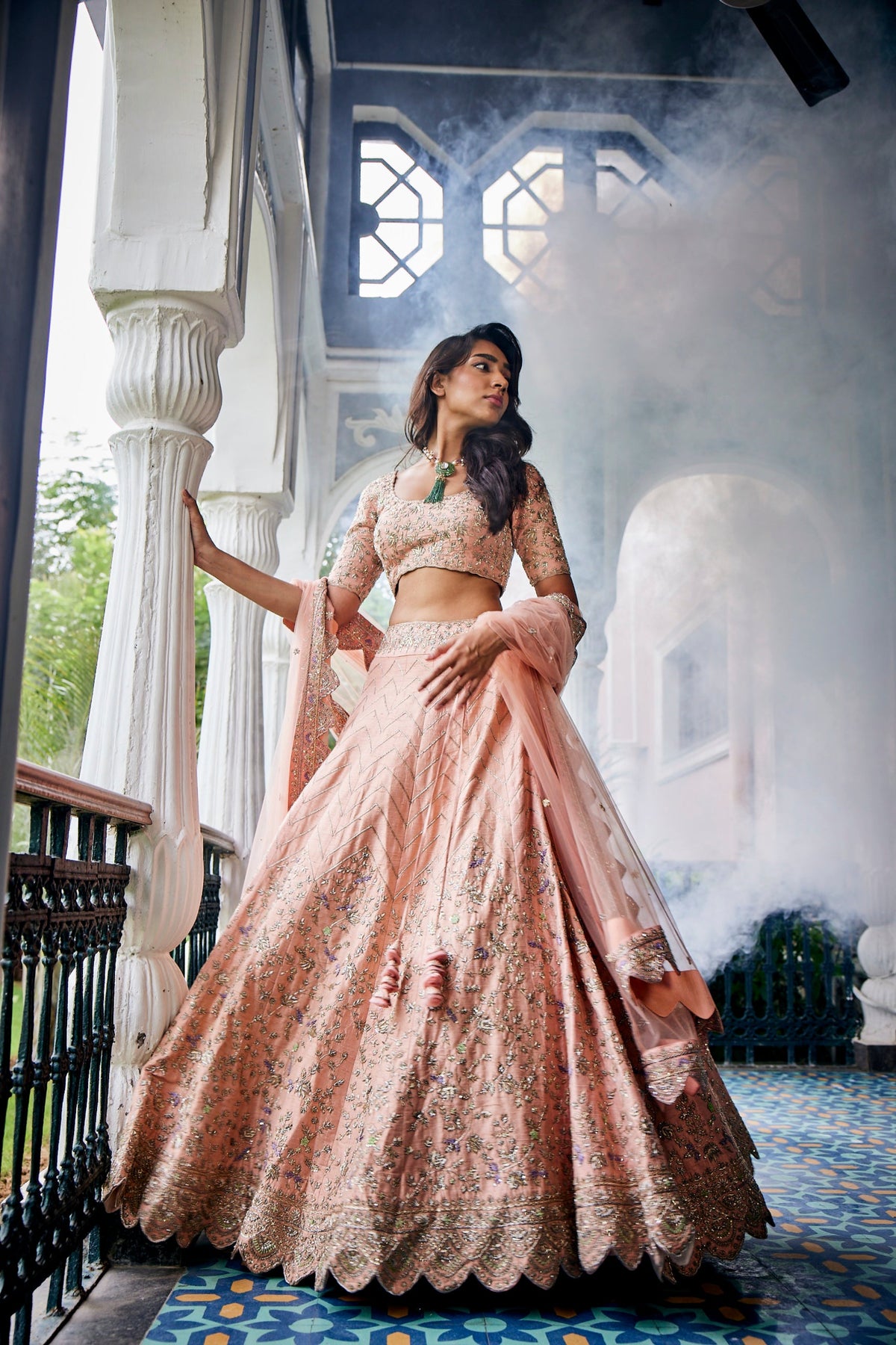 Melinoe Peach Lehenga Set