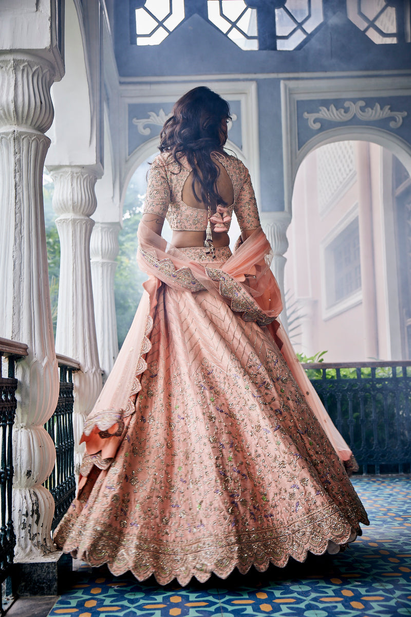 Melinoe Peach Lehenga Set