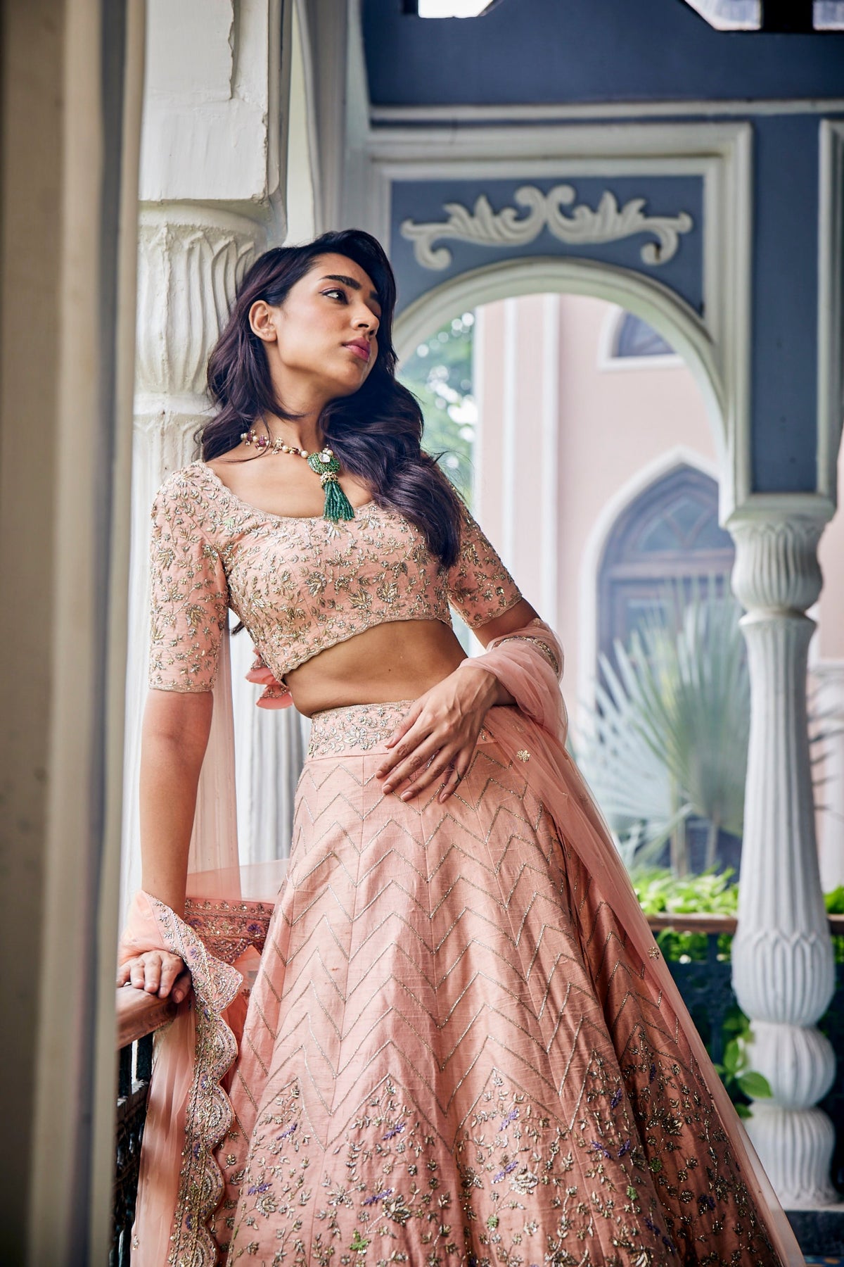 Melinoe Peach Lehenga Set