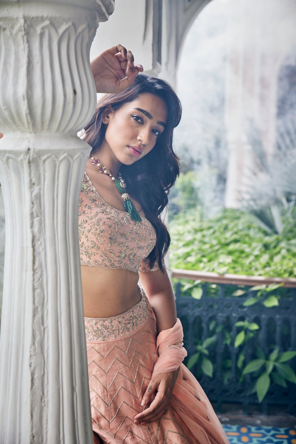 Melinoe Peach Lehenga Set