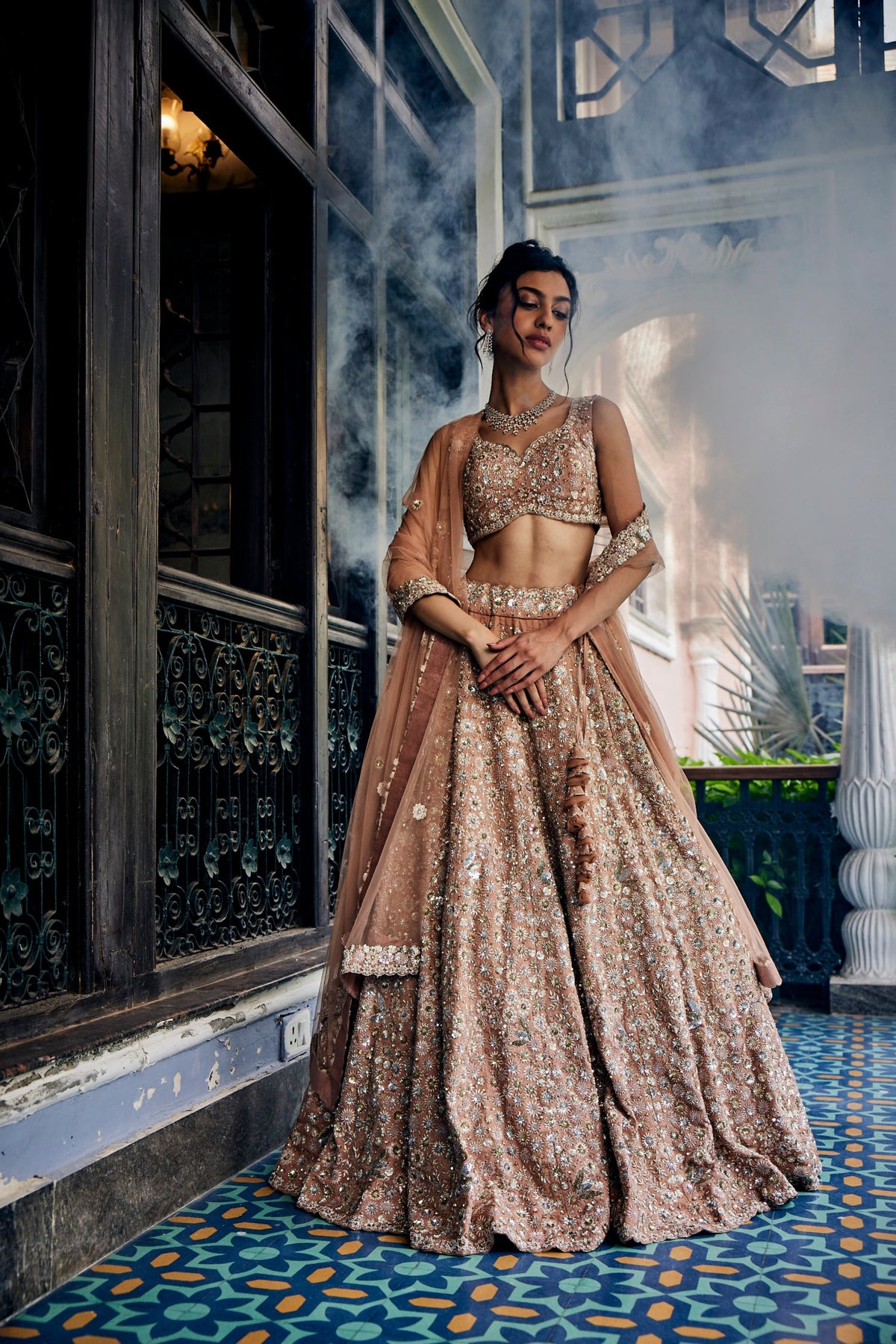 Gold Tissue Lehenga Set