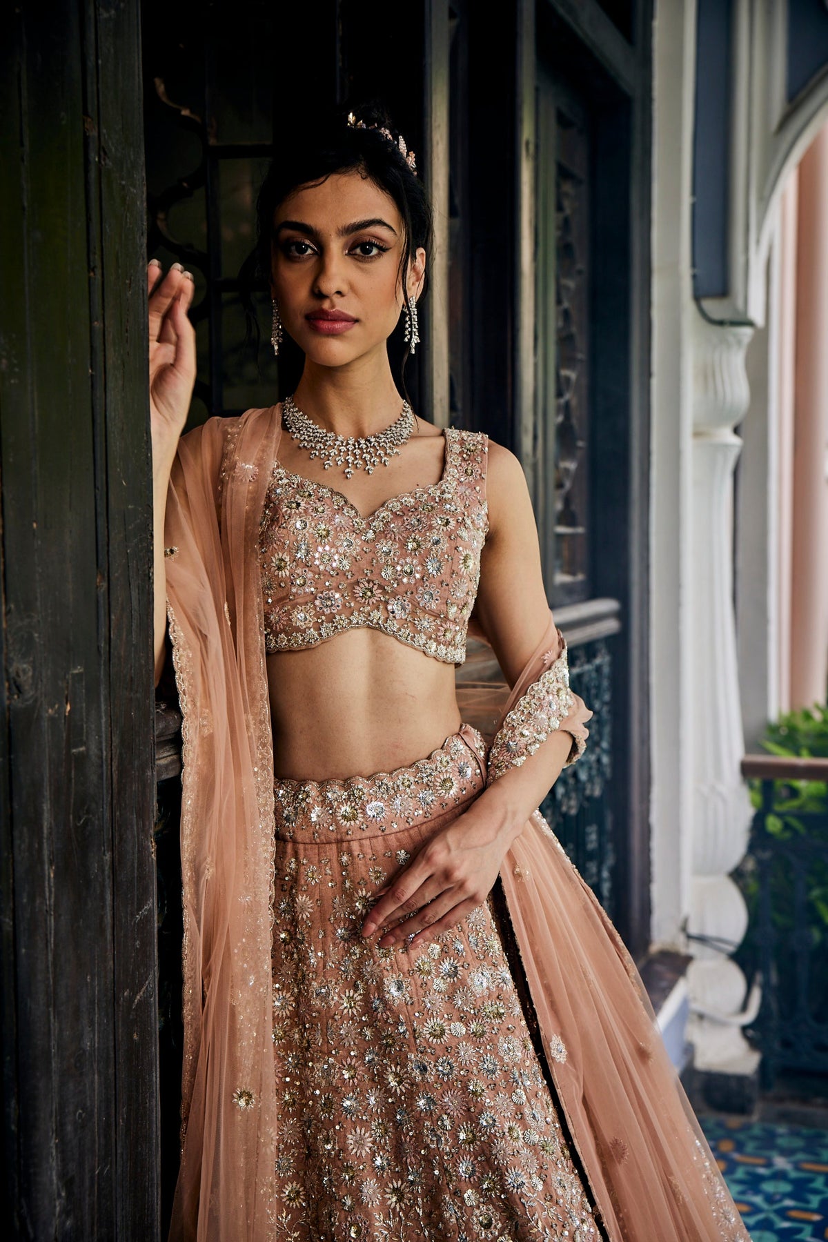 Gold Tissue Lehenga Set