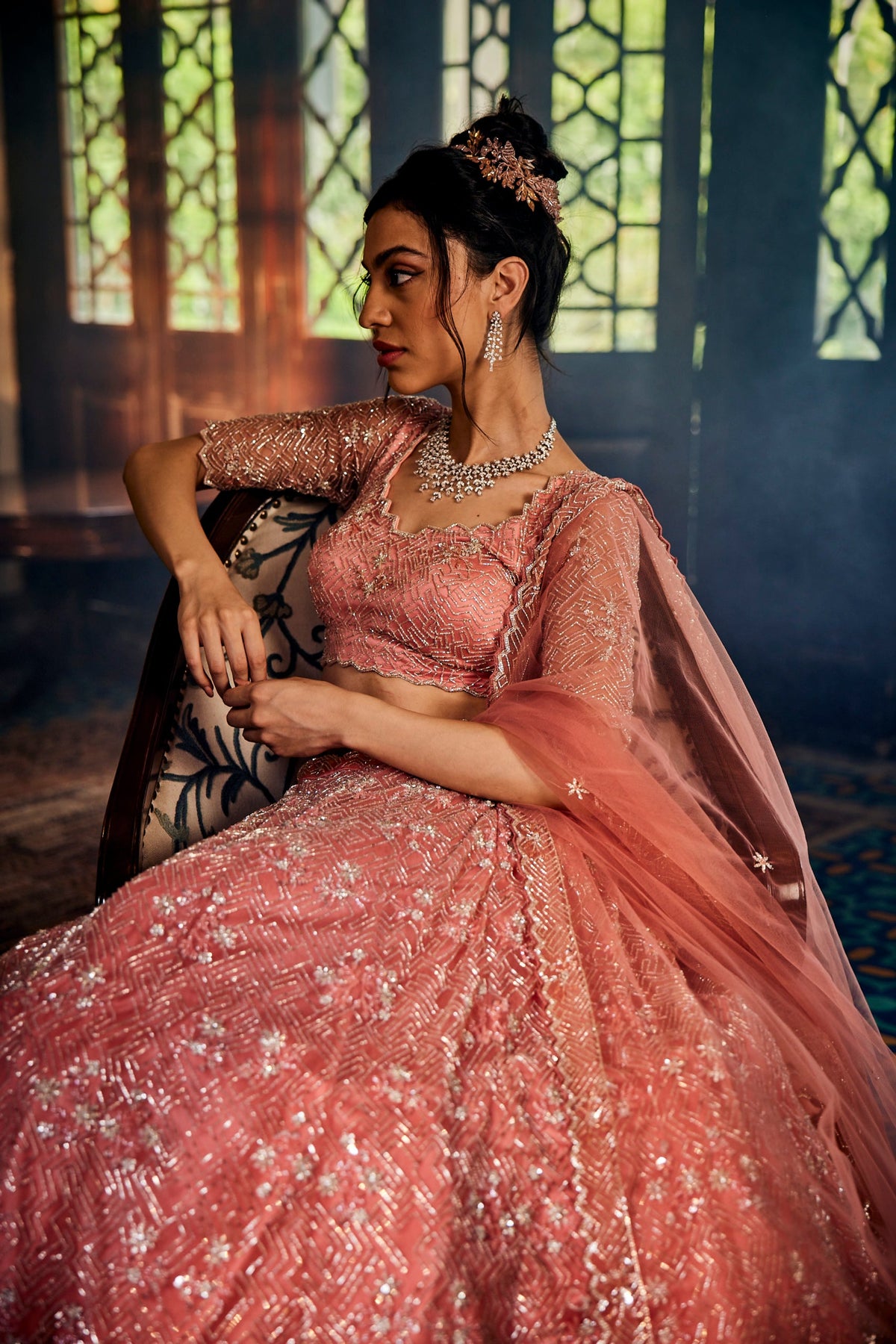 Dike Peach Lehenga Set