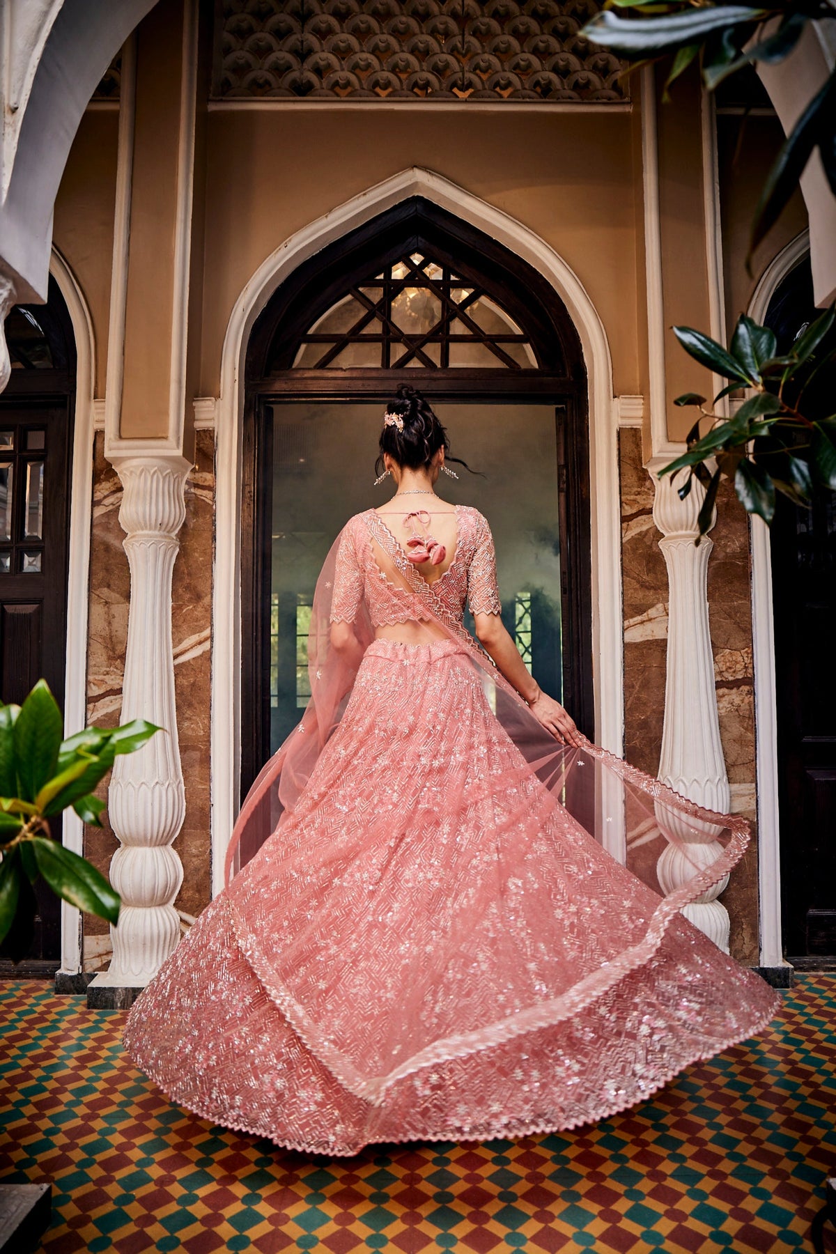 Dike Peach Lehenga Set