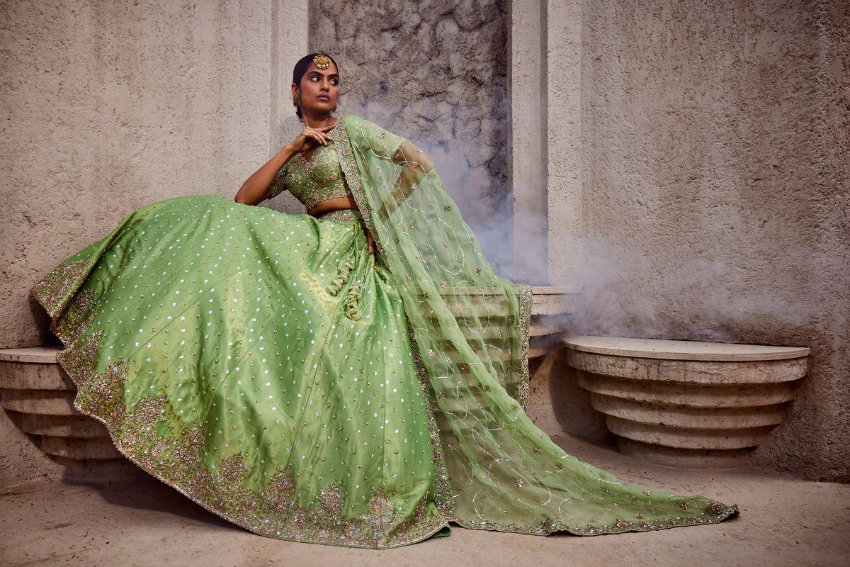 Green Booties Lehenga