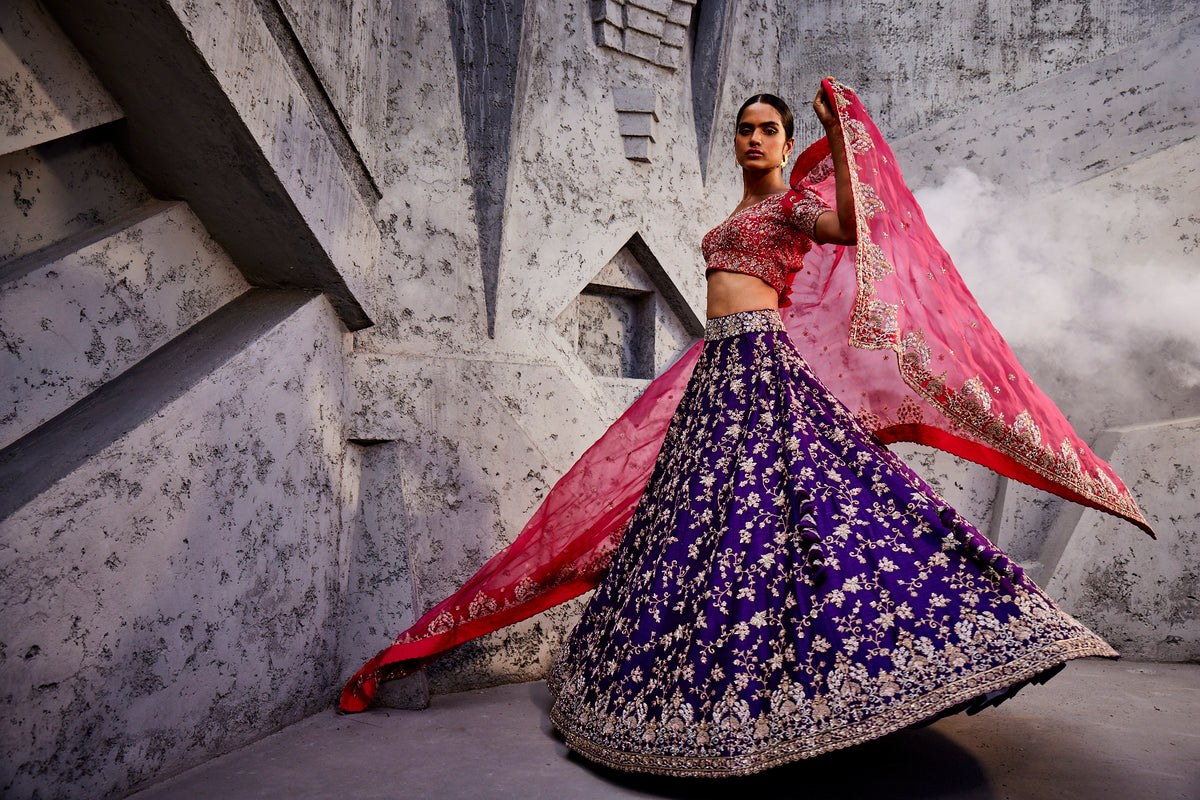 Purple All Over Creepers Lehenga