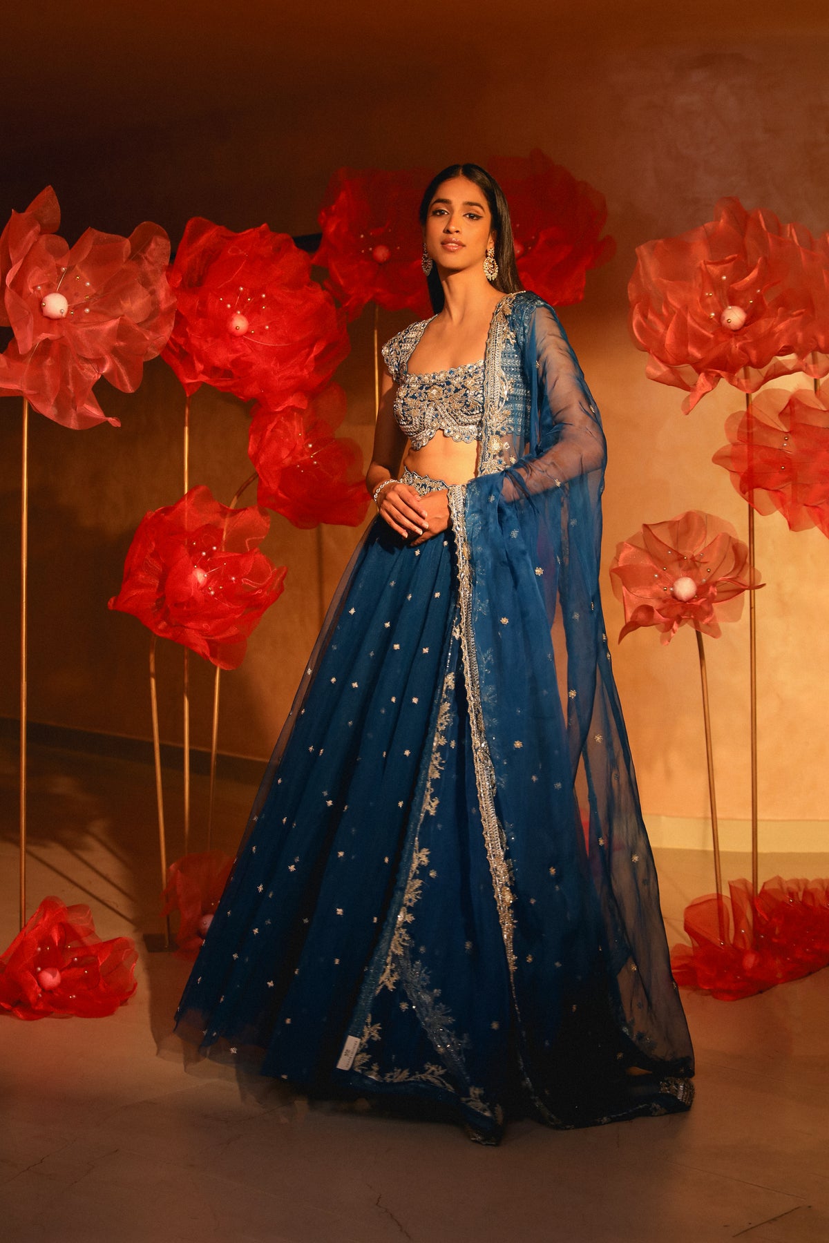 Elegant teal blue lehenga set