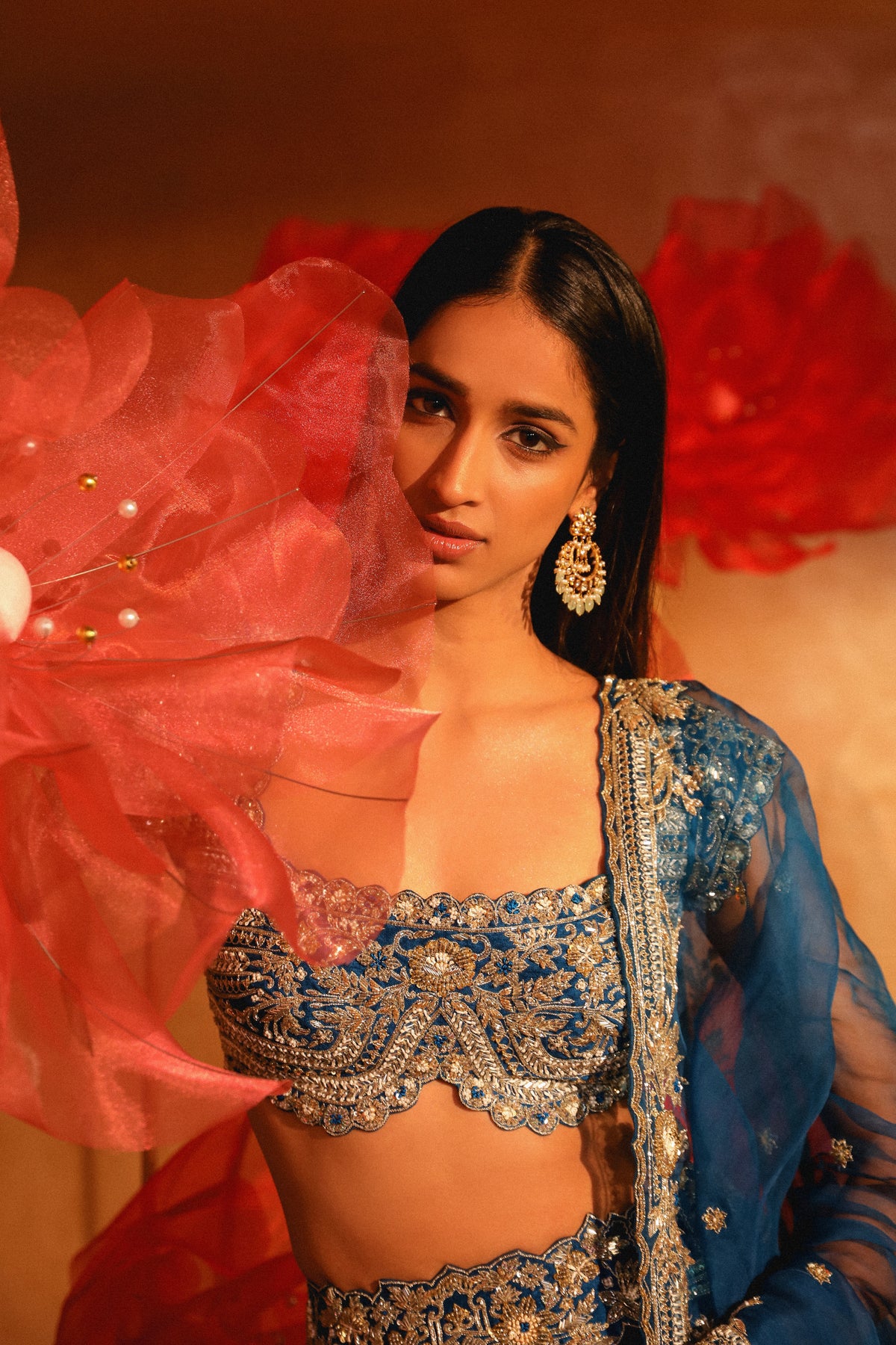 Elegant teal blue lehenga set