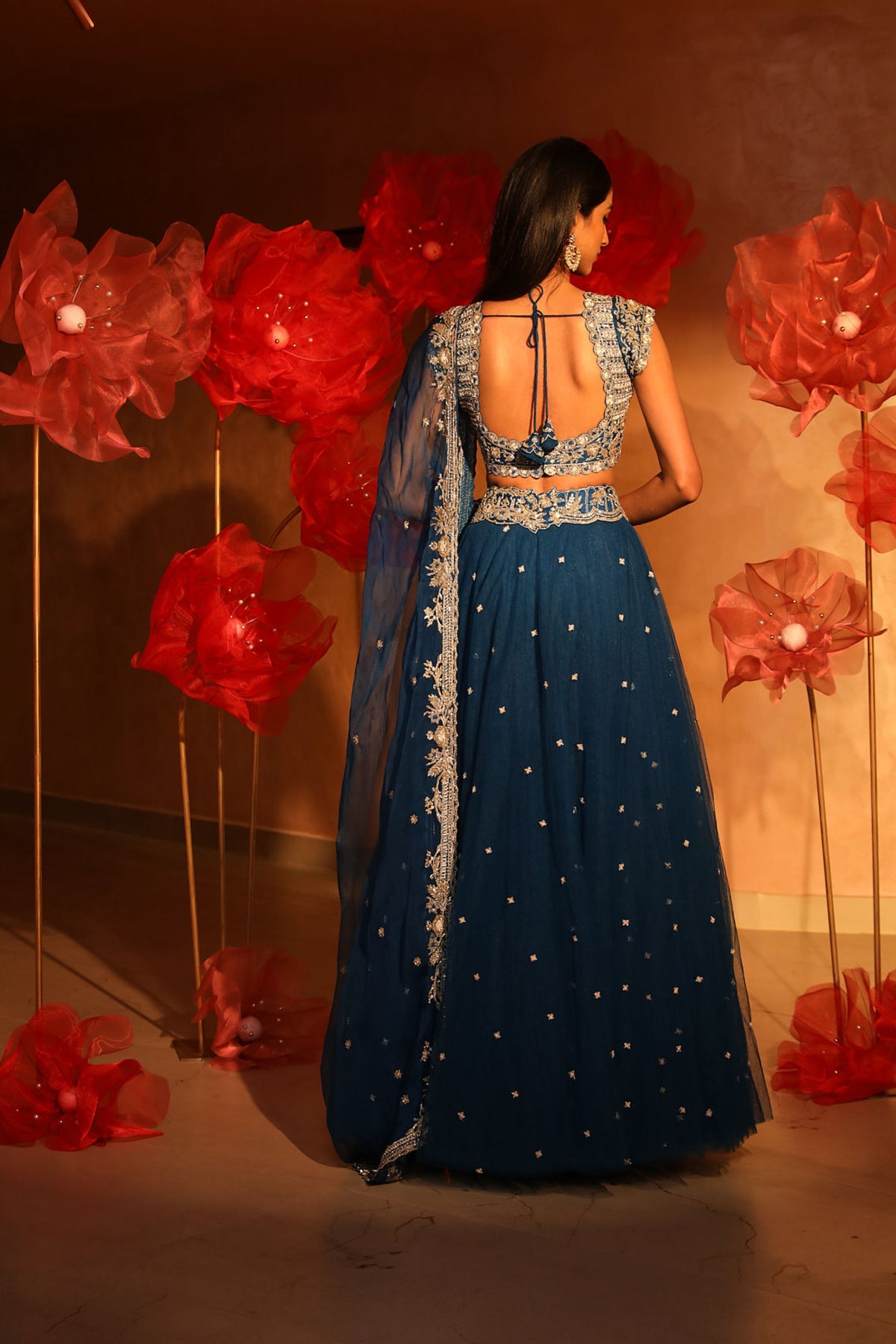 Elegant teal blue lehenga set