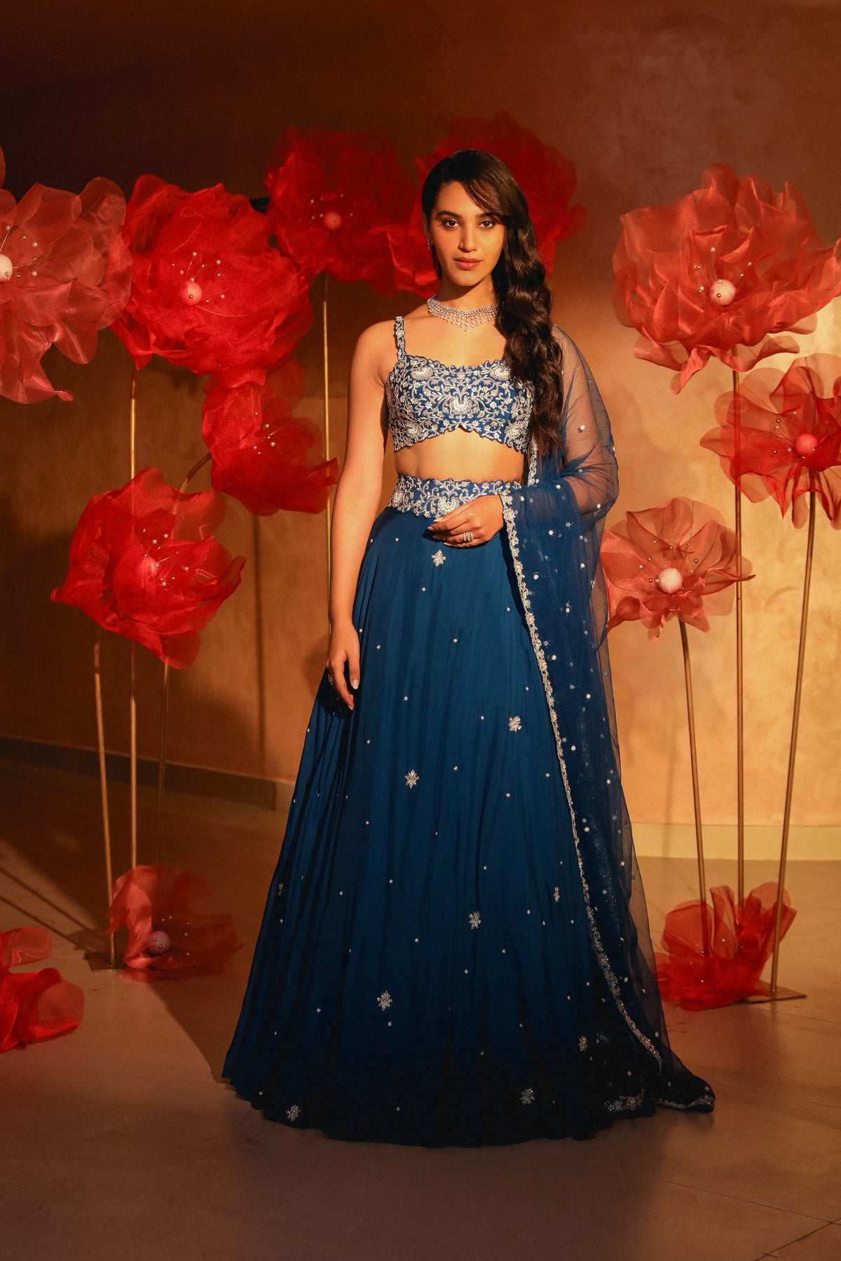 Lavish teal blue lehenga set