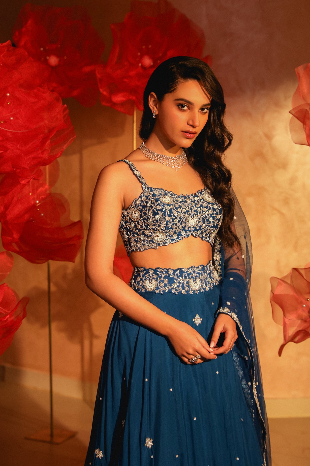 Lavish teal blue lehenga set