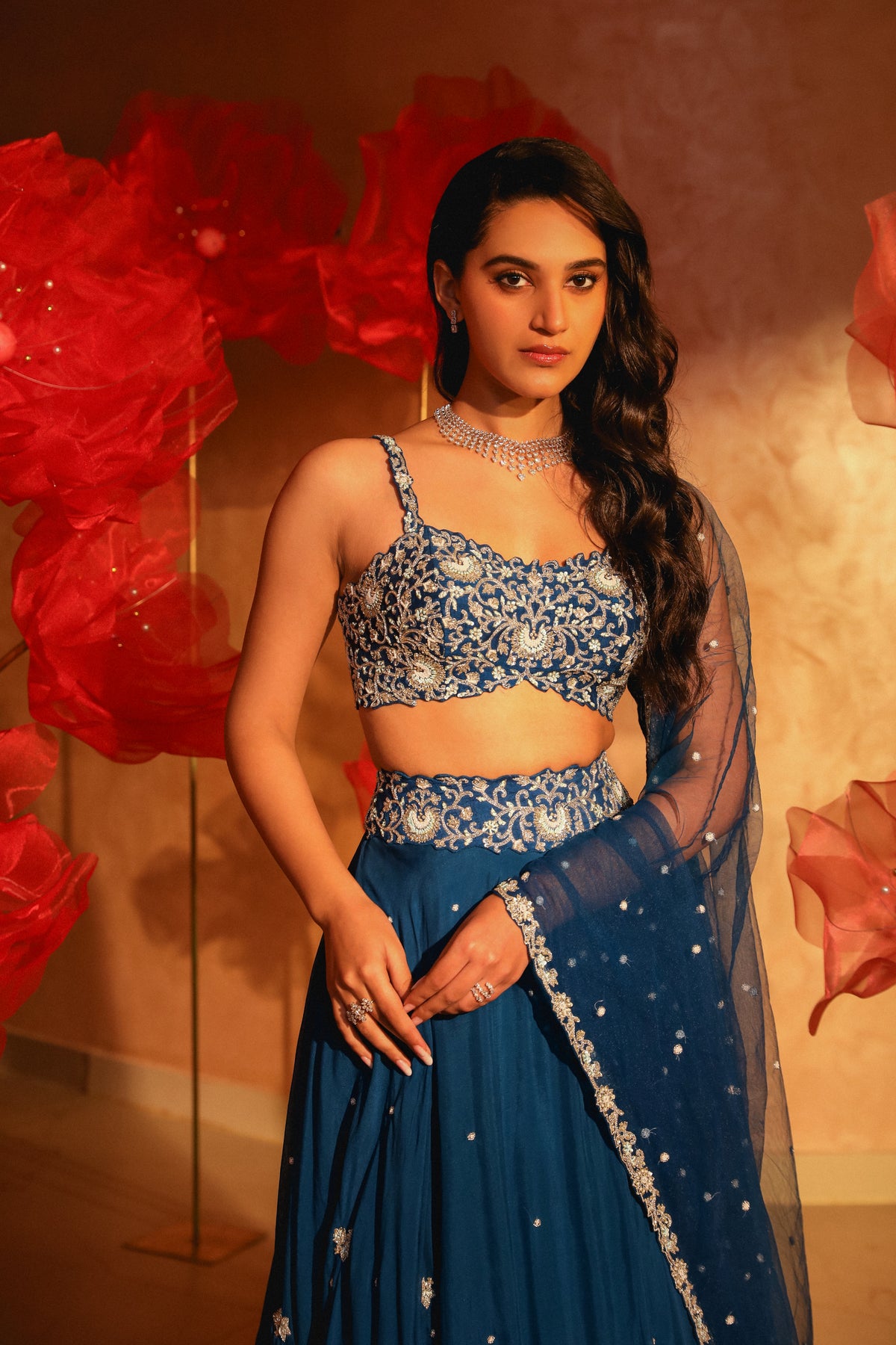 Lavish teal blue lehenga set